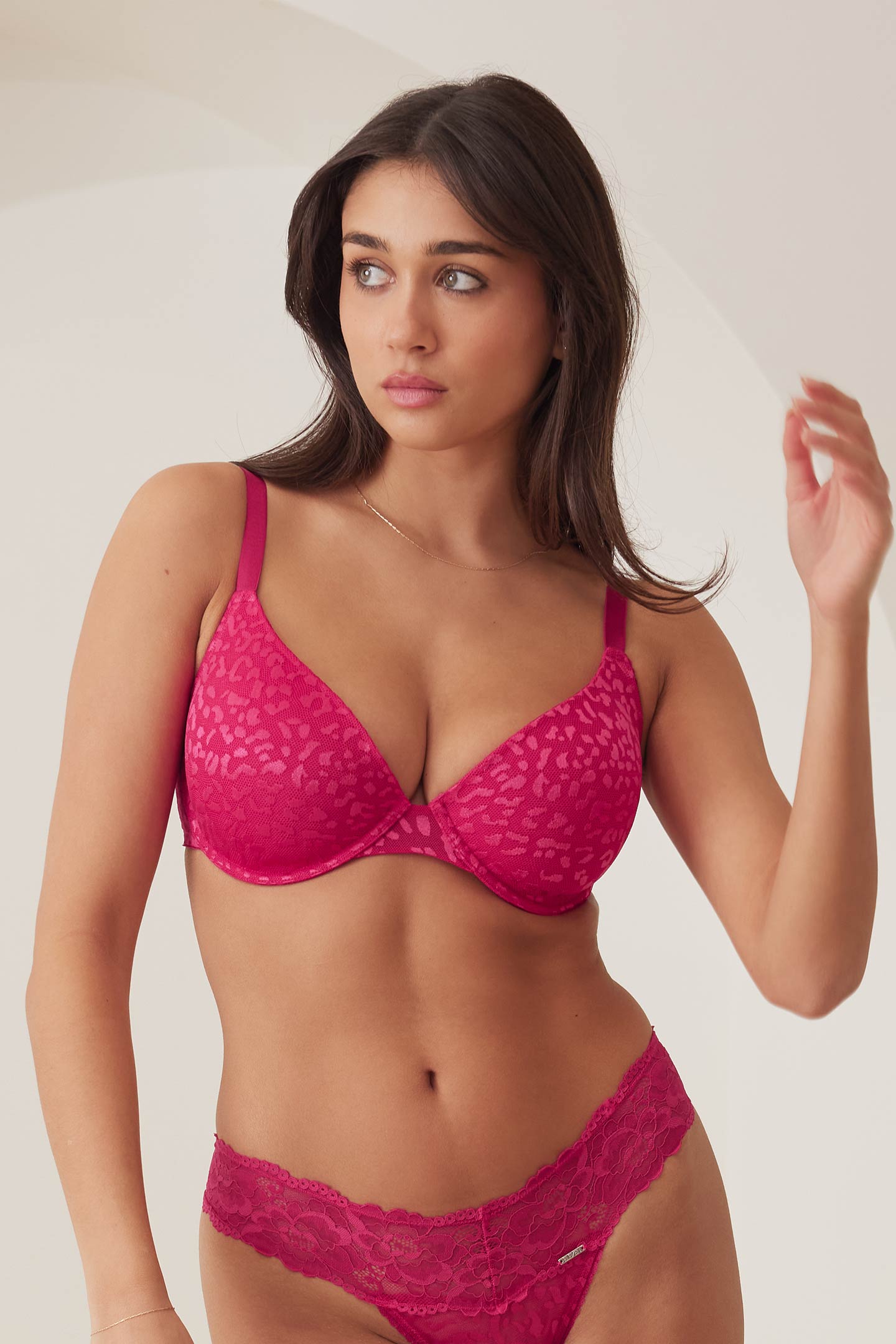 Ava Lace Demi Cup Bra Cherry