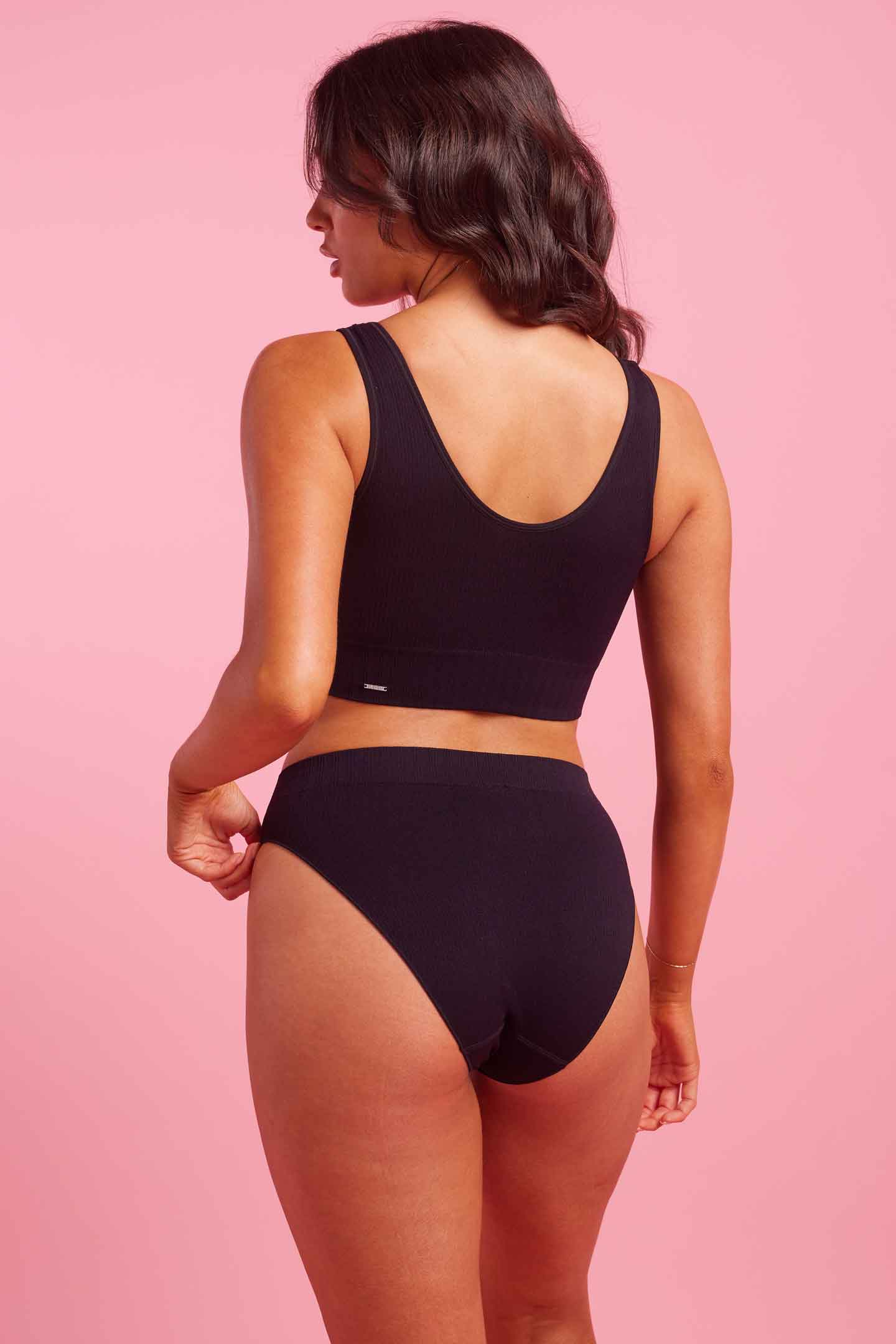 Ivy Ribbed High Waist Bikini Brief Black