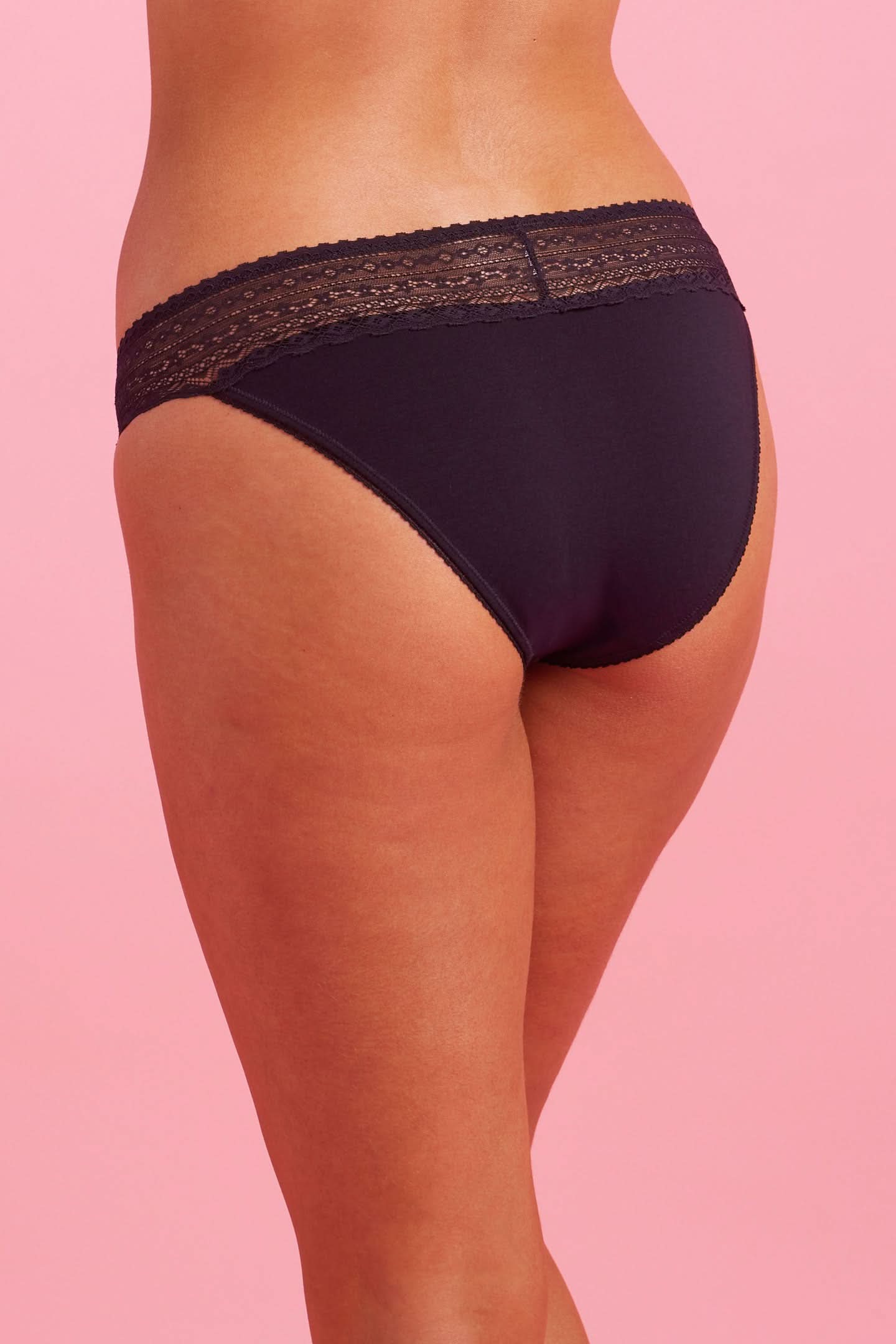 Lily Cotton Lace Bikini Brief Black