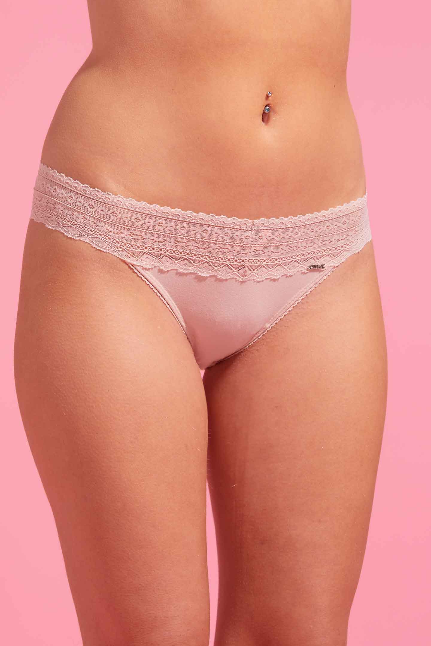 Lily Cotton Lace Bikini Brief Taupe