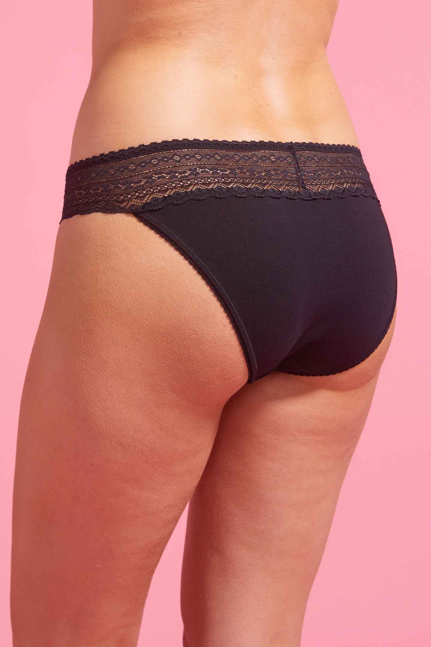 Lily Cotton Lace Bikini Brief Black