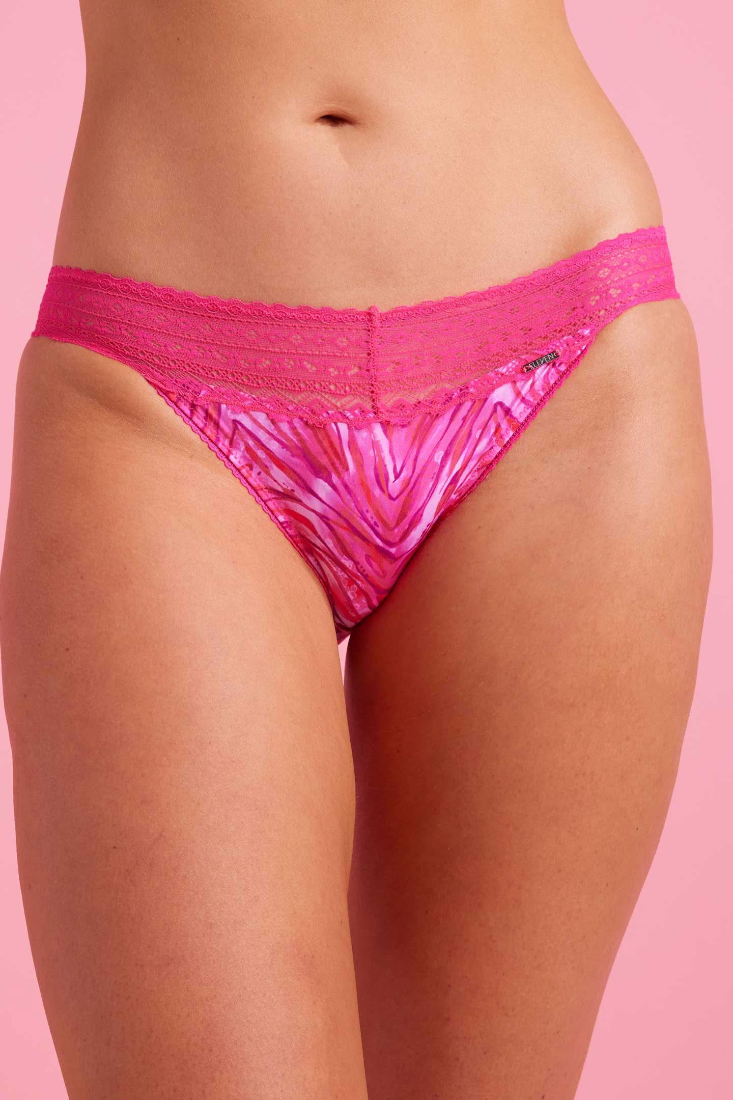 Luxe Microfiber Bikini Brief Pink Zebra