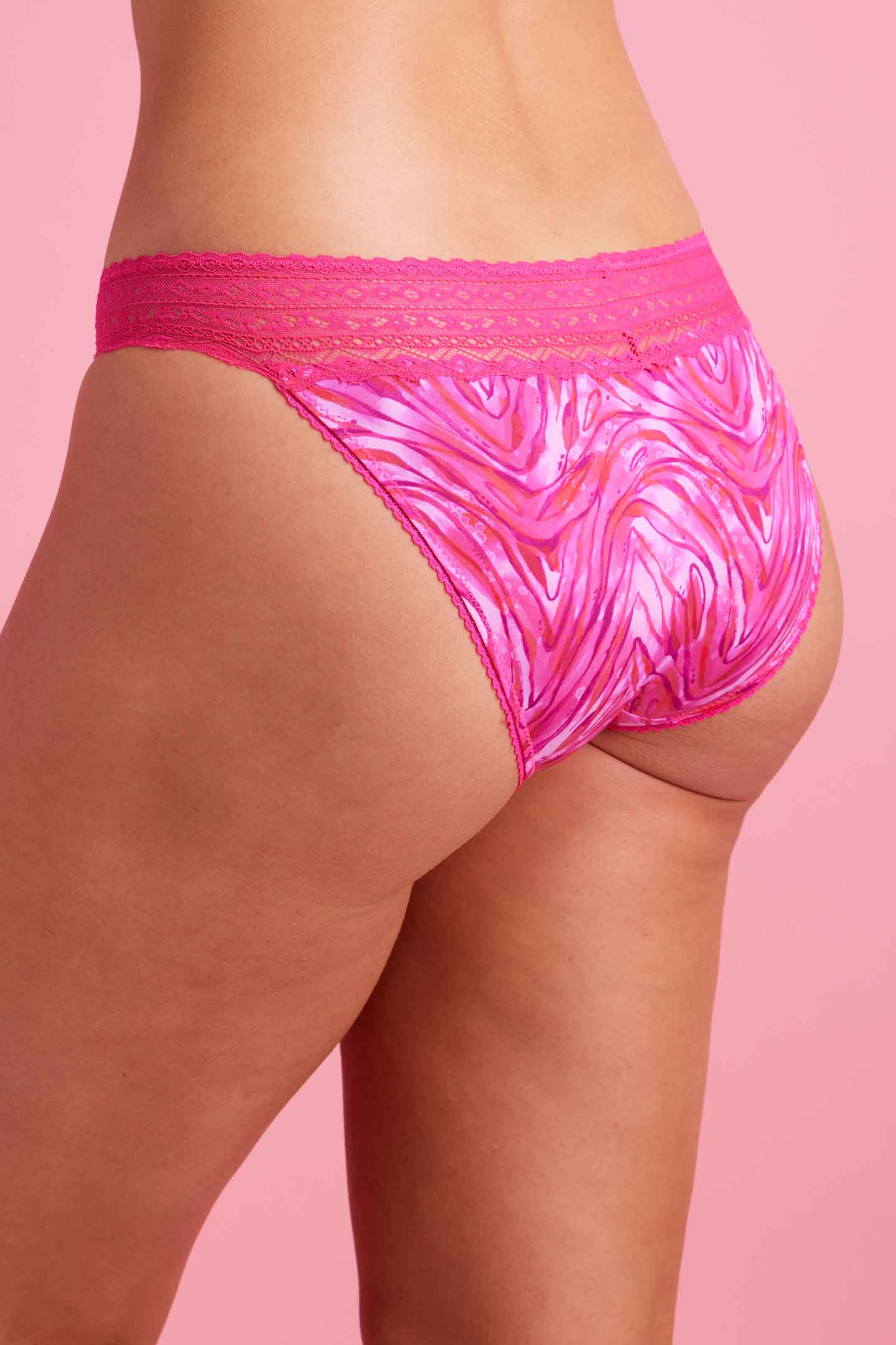 Luxe Microfiber Bikini Brief Pink Zebra