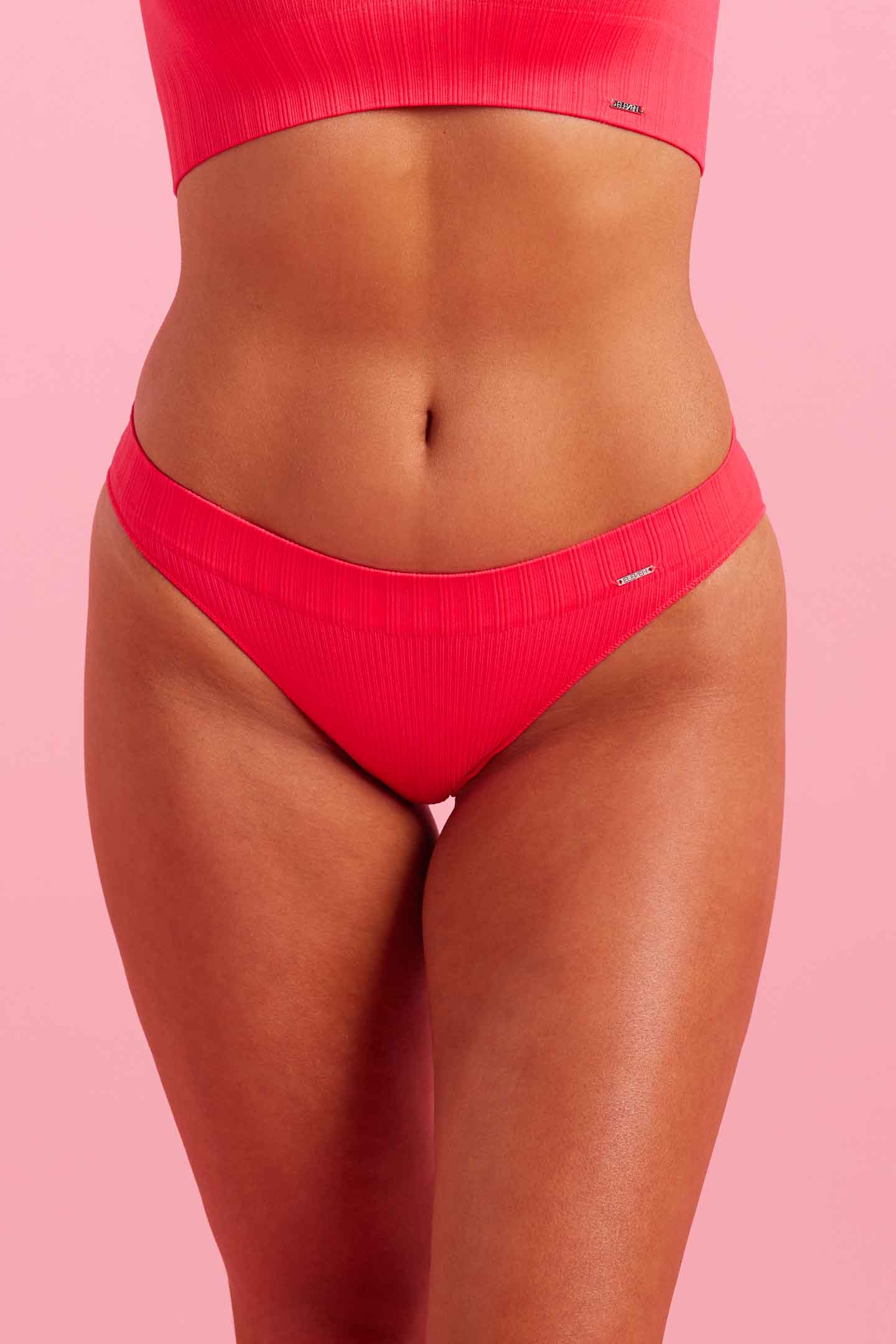 Ivy Ribbed Bikini Brief Coral