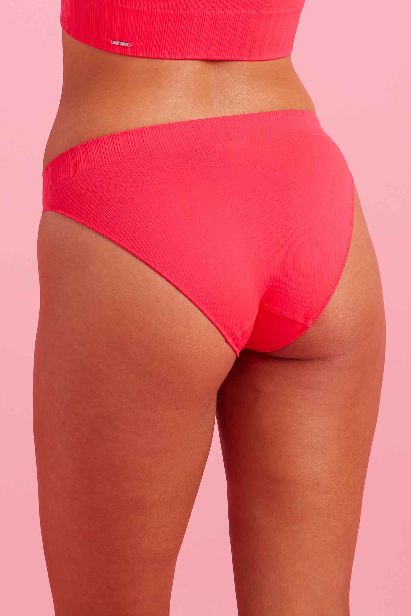 Ivy Ribbed Bikini Brief Coral