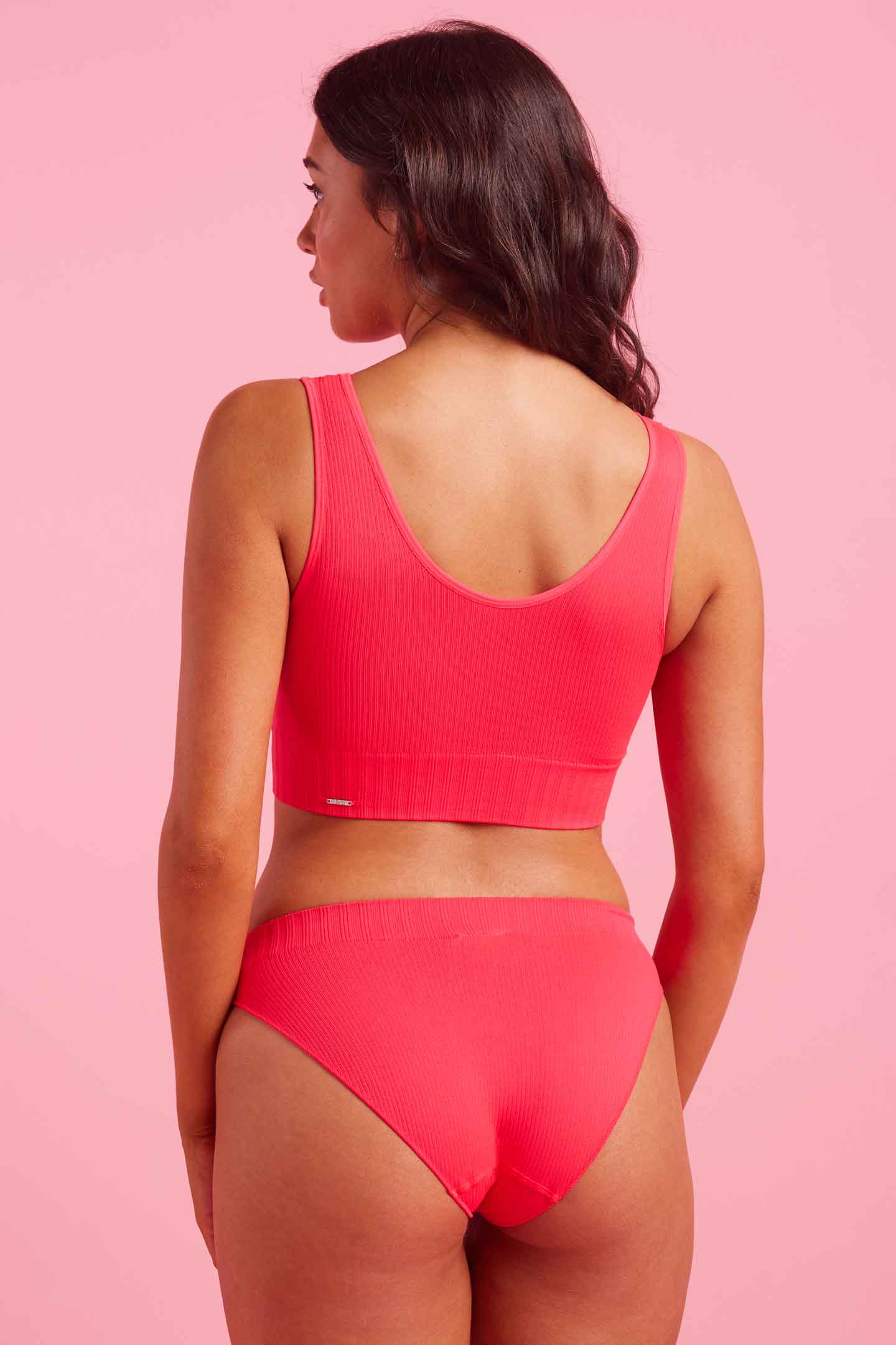 Ivy Ribbed Bikini Brief Coral