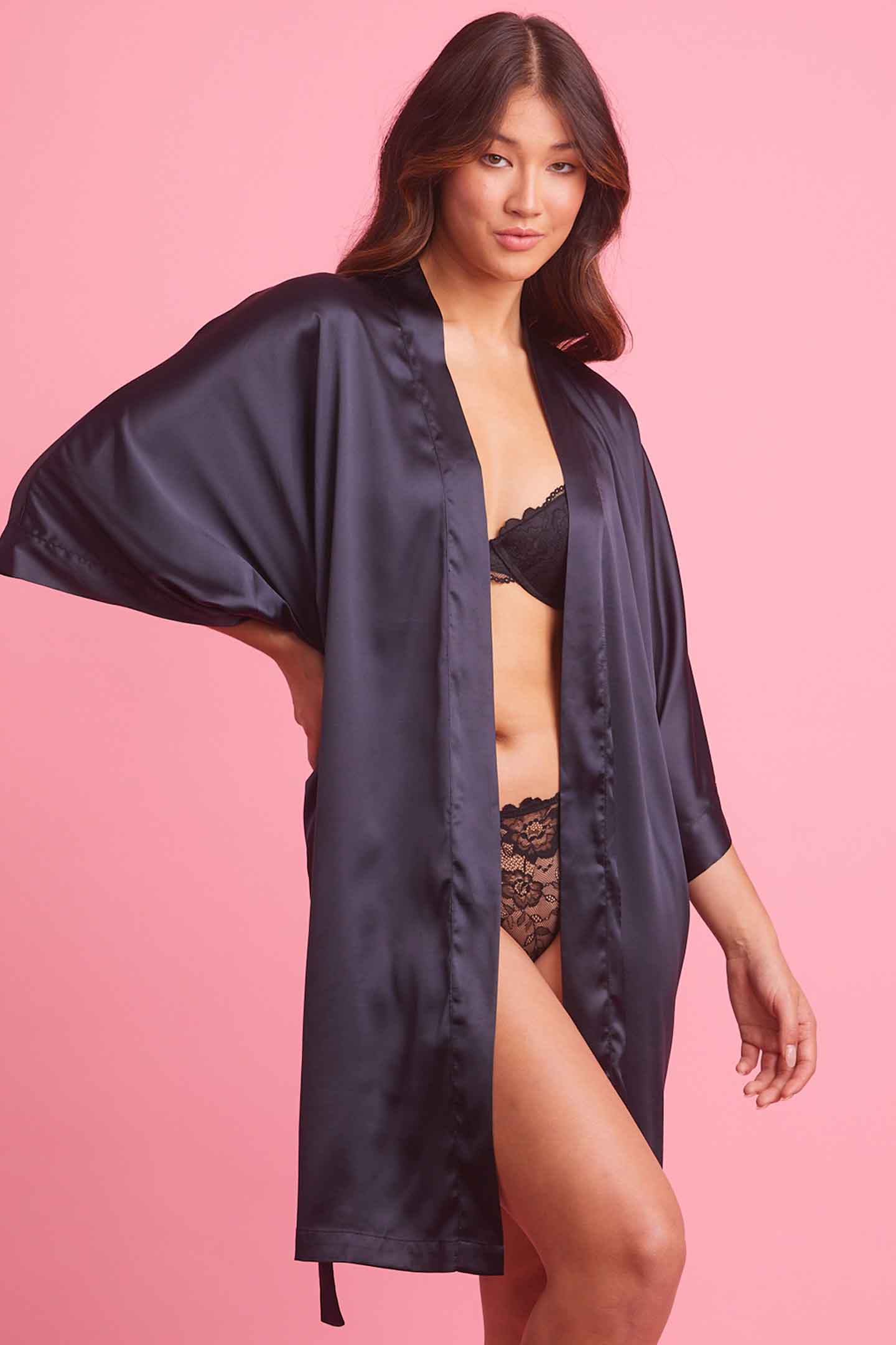 Vixen Satin Robe Black