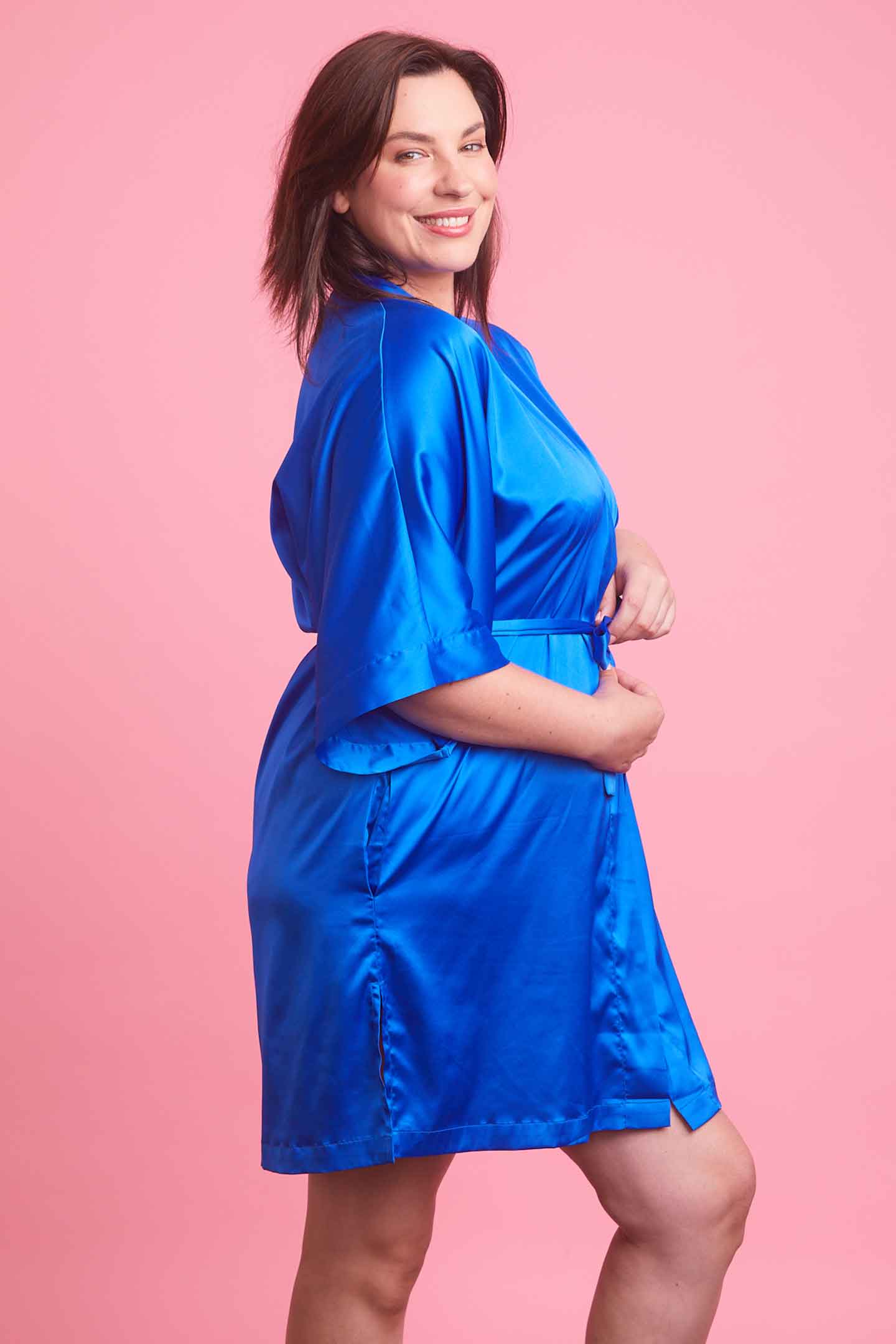 Vixen Satin Robe Cobalt