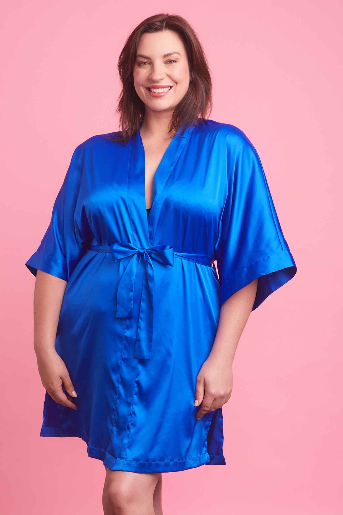 Vixen Satin Robe Cobalt