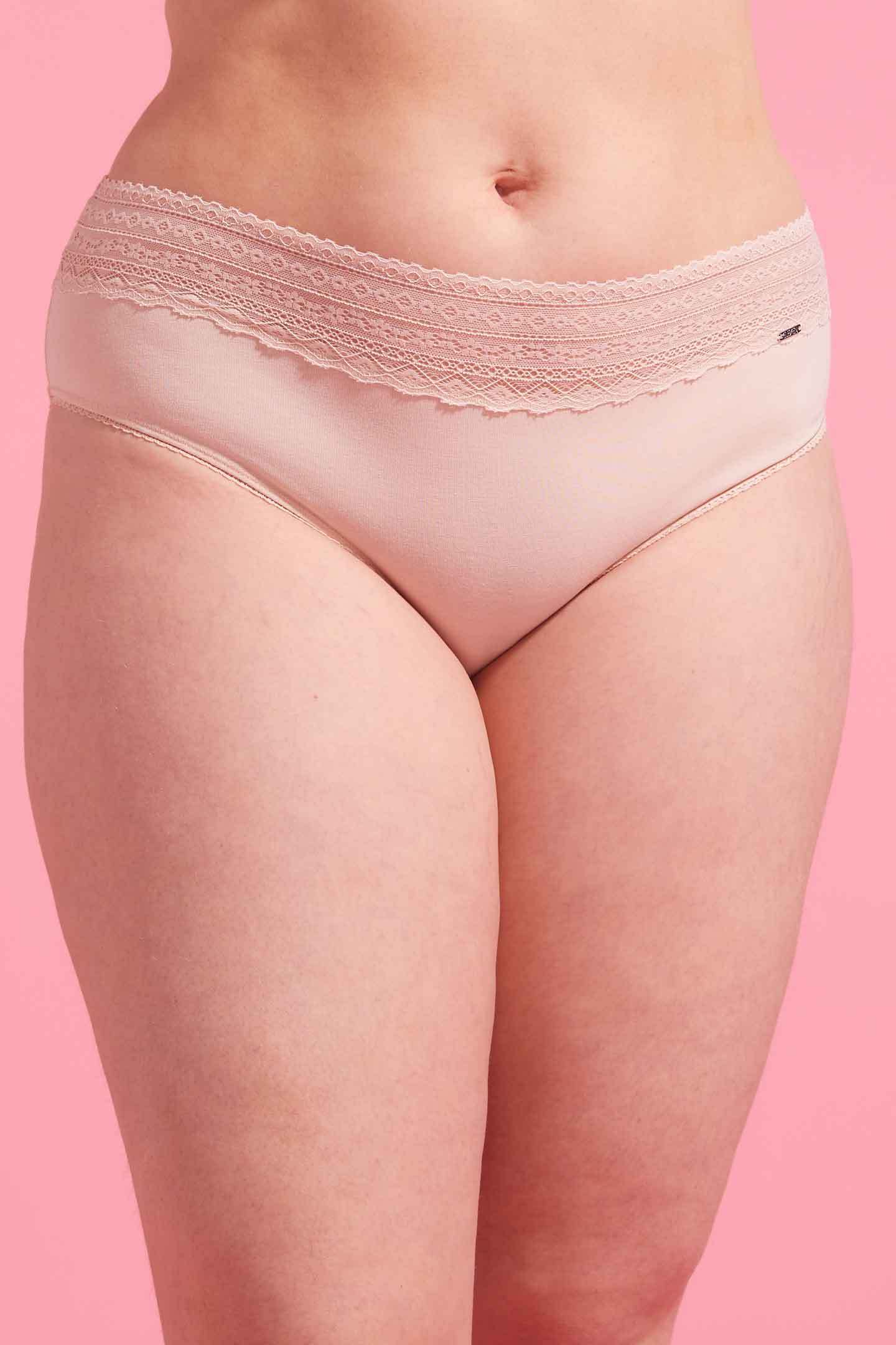 Lily Cotton Lace Boyleg Brief Taupe