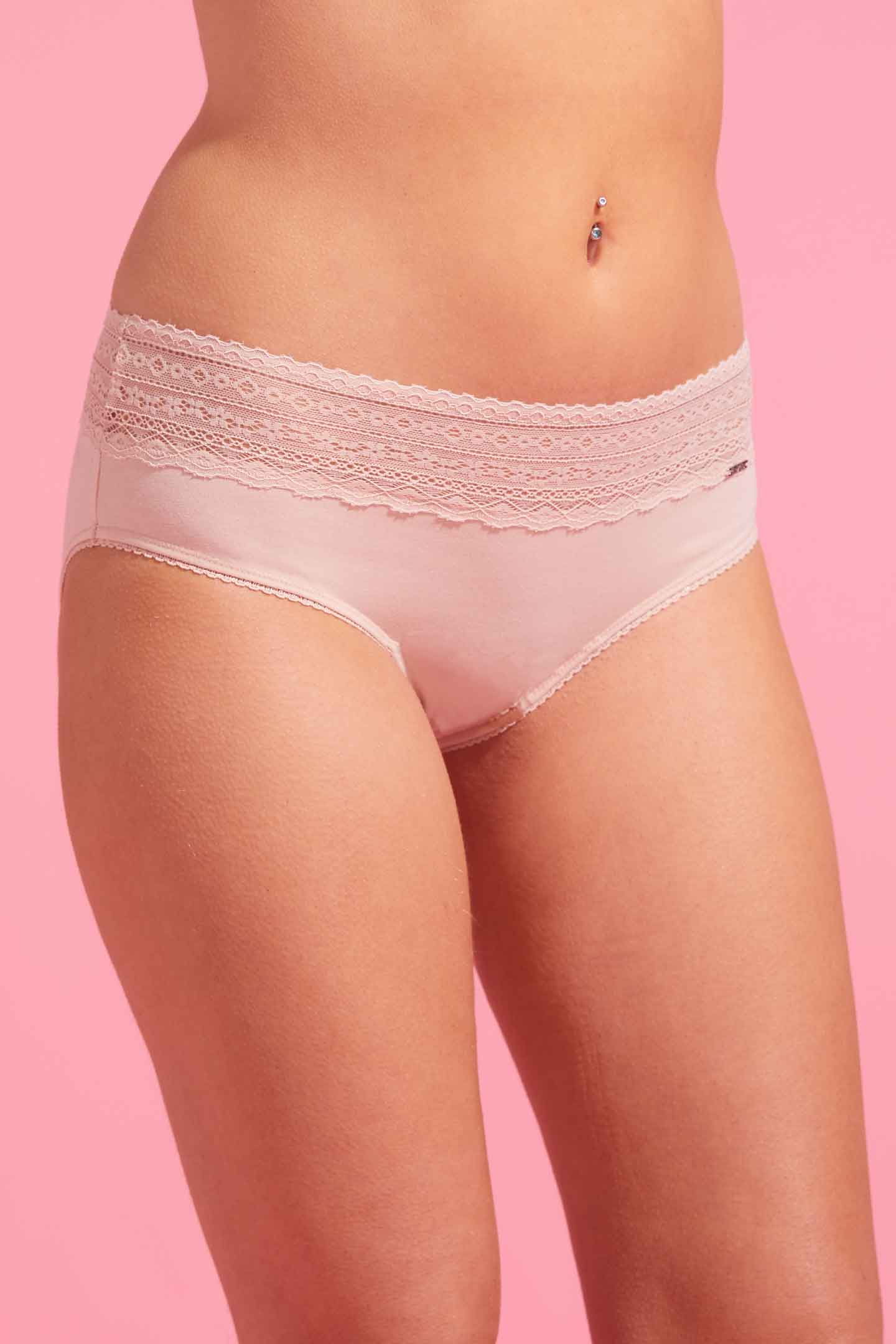 Lily Cotton Lace Boyleg Brief Taupe