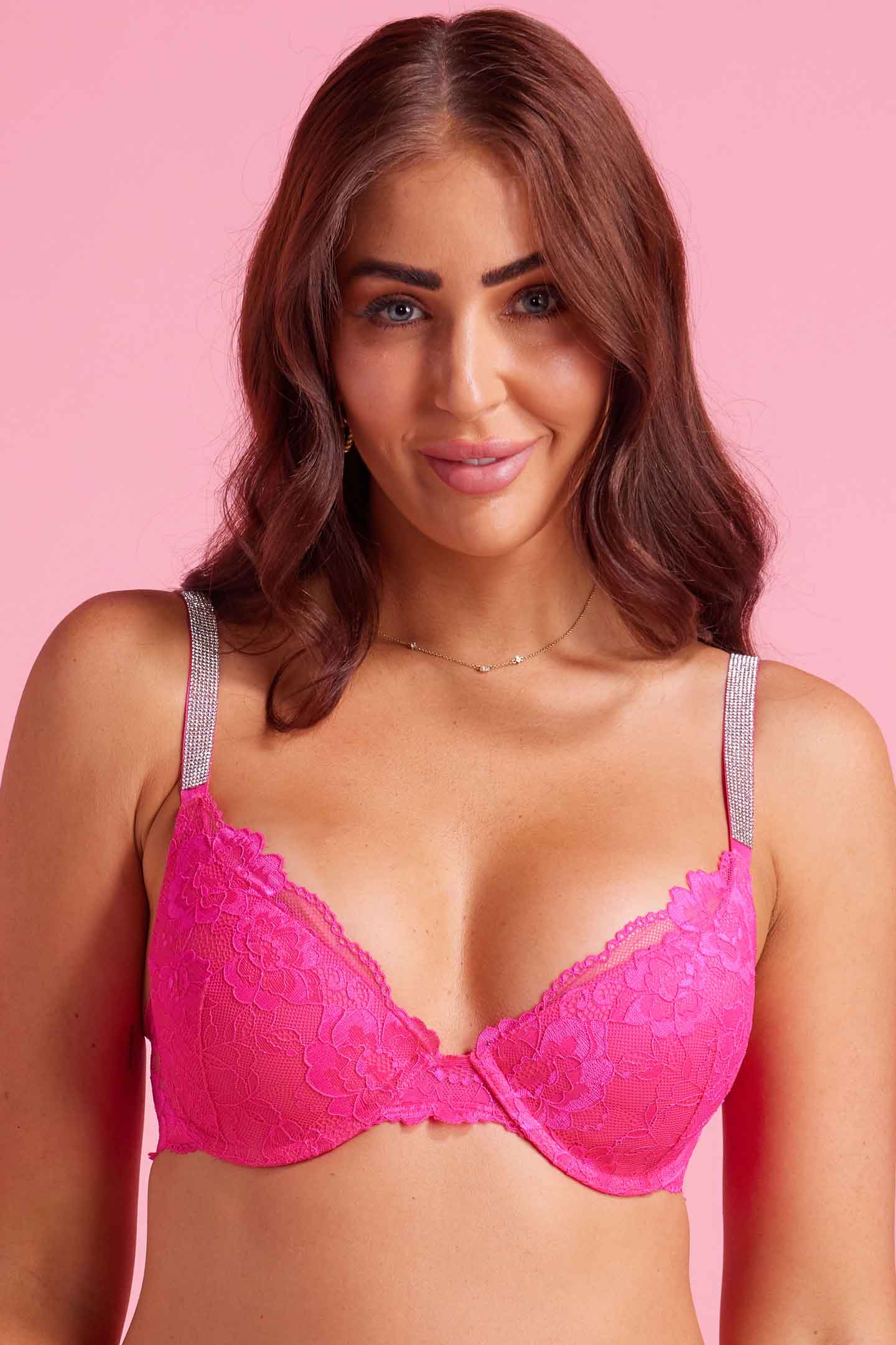 Vixen Lace T-Shirt Demi-Cup Bra Fuchsia