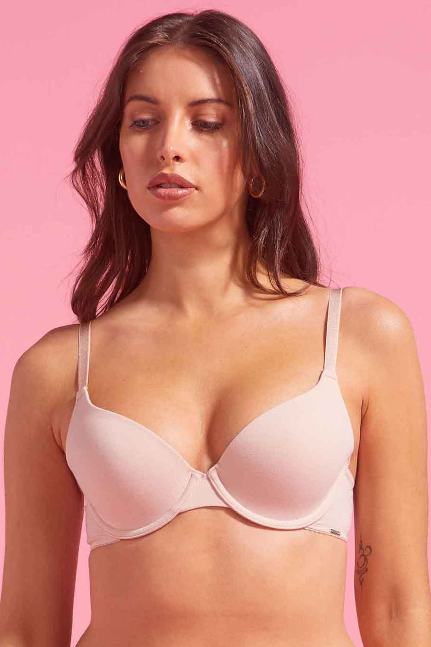 Lily Cotton T-Shirt Bra Taupe