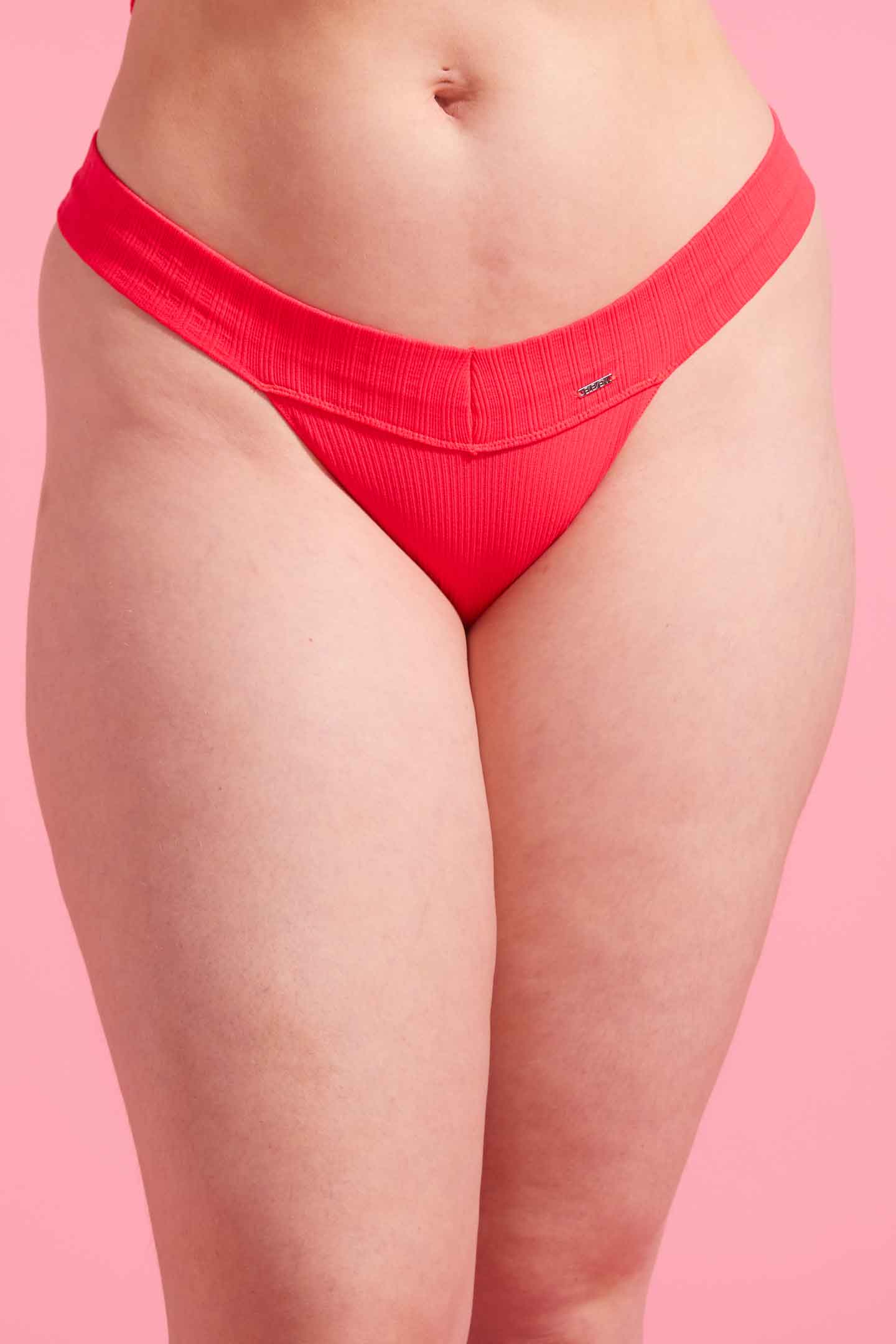 Ivy Ribbed G-String Coral