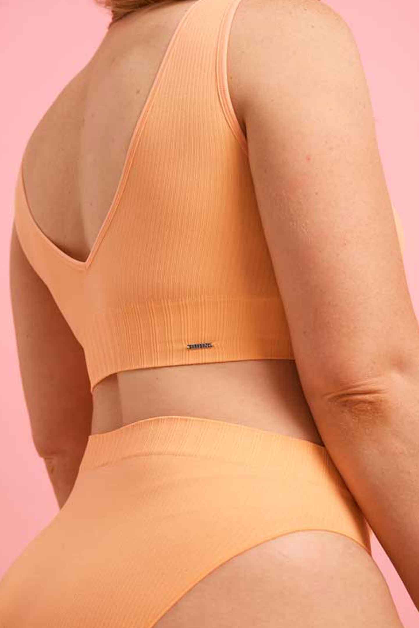 Ivy Ribbed Reversible Crop Top Tangerine