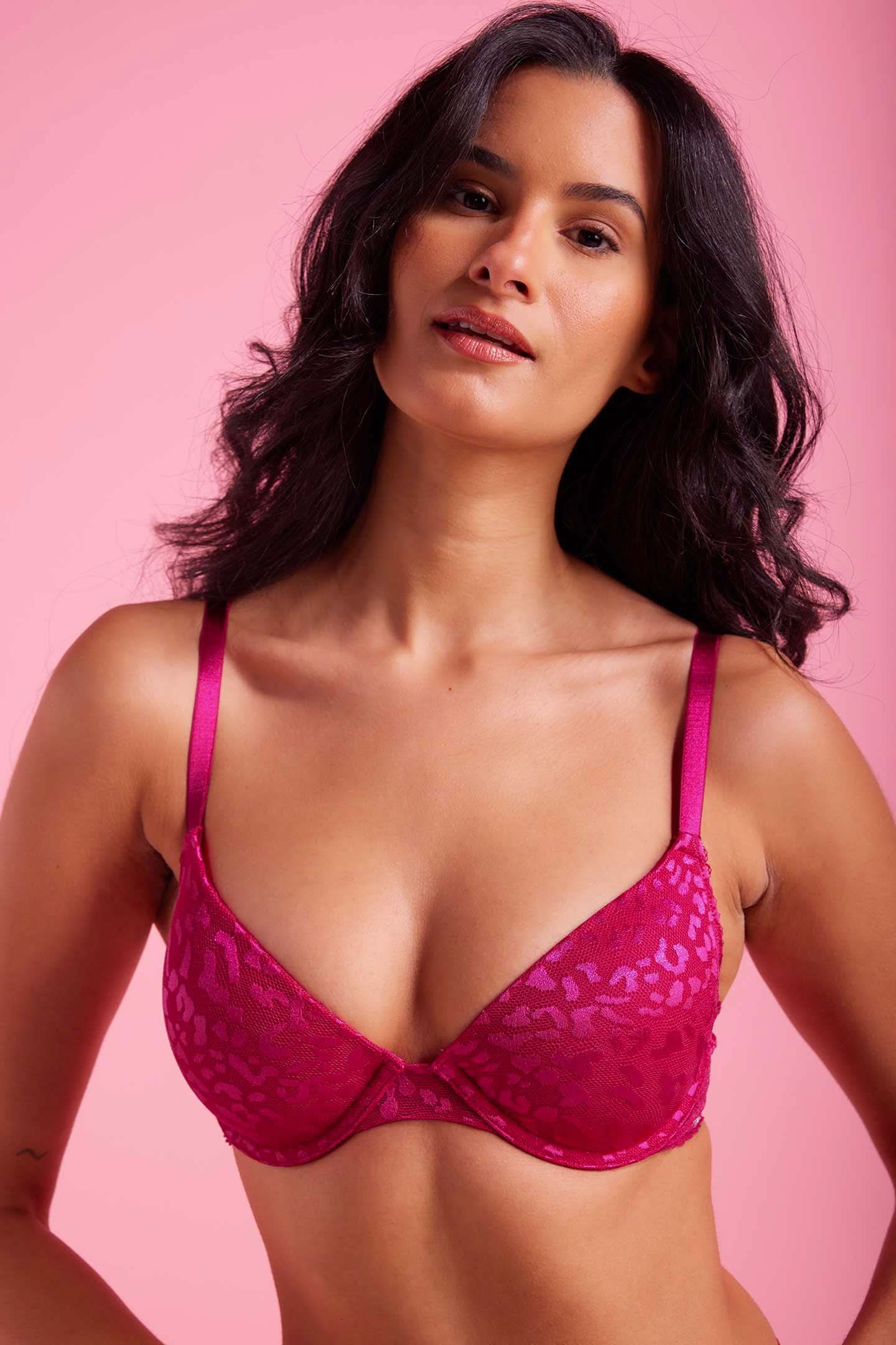 Ava Lace Demi Cup Bra Cherry
