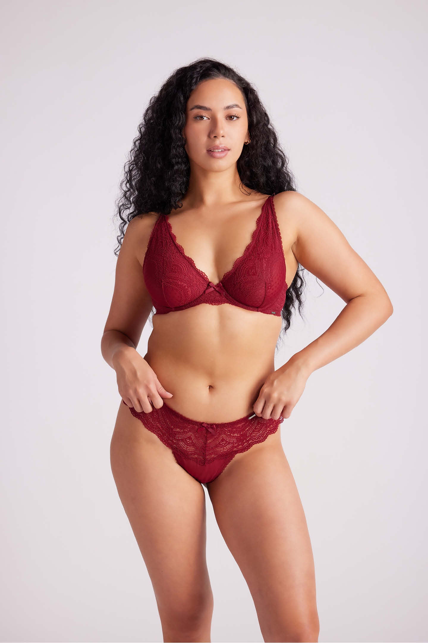 Giselle Lace Plunge Bra Rhubarb