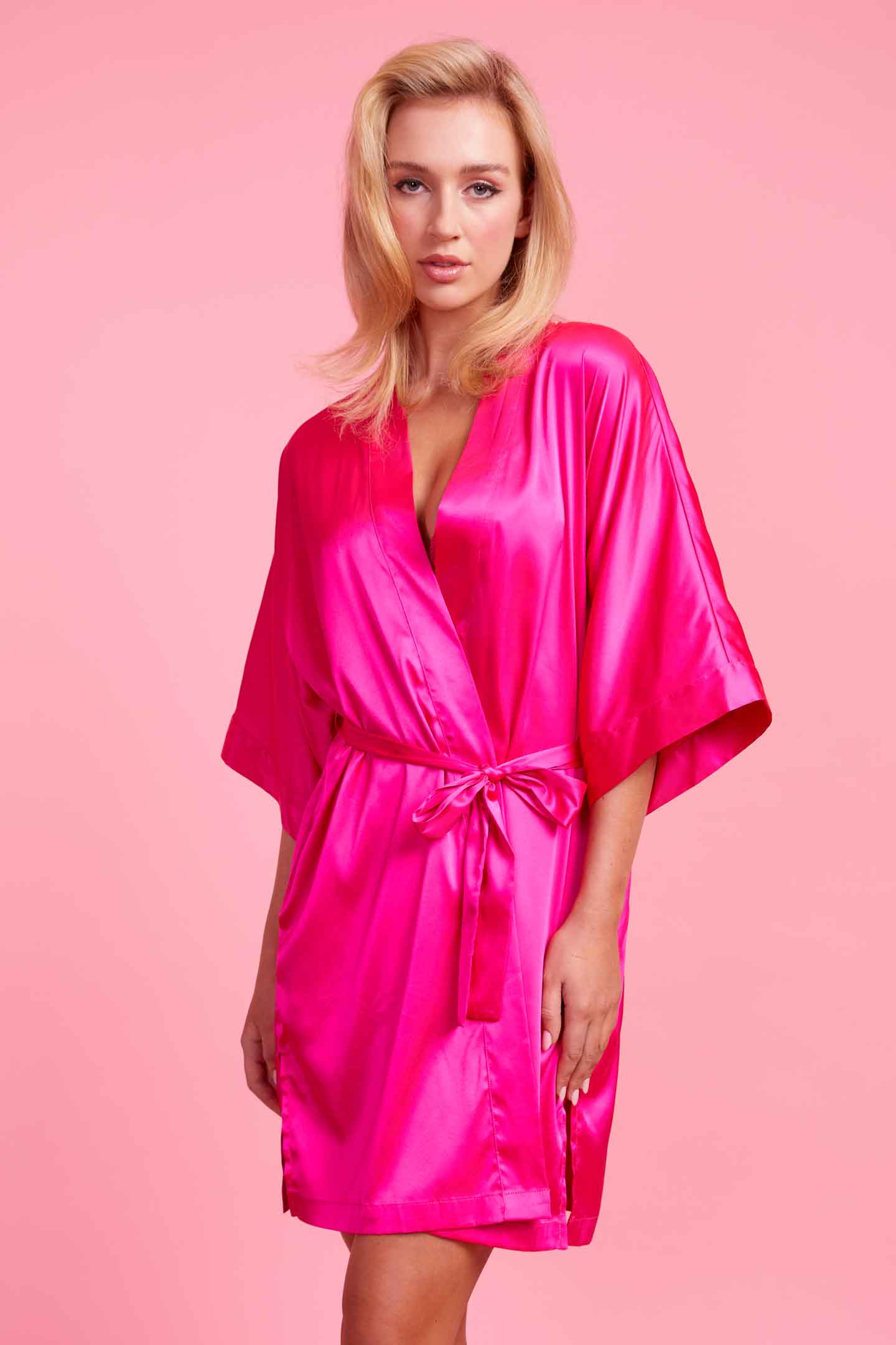 Vixen Satin Robe Fuchsia