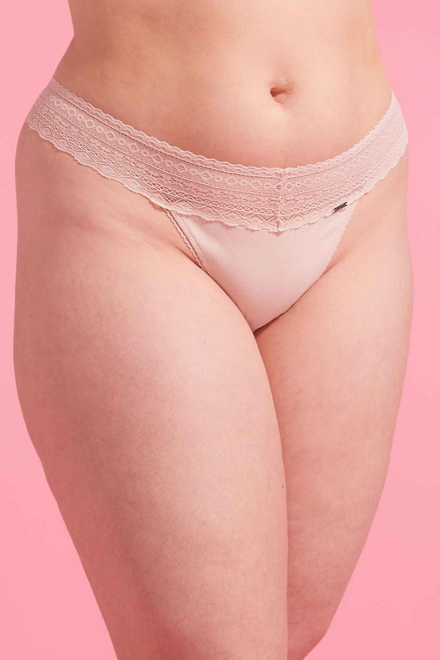 Lily Cotton Lace G-String Taupe