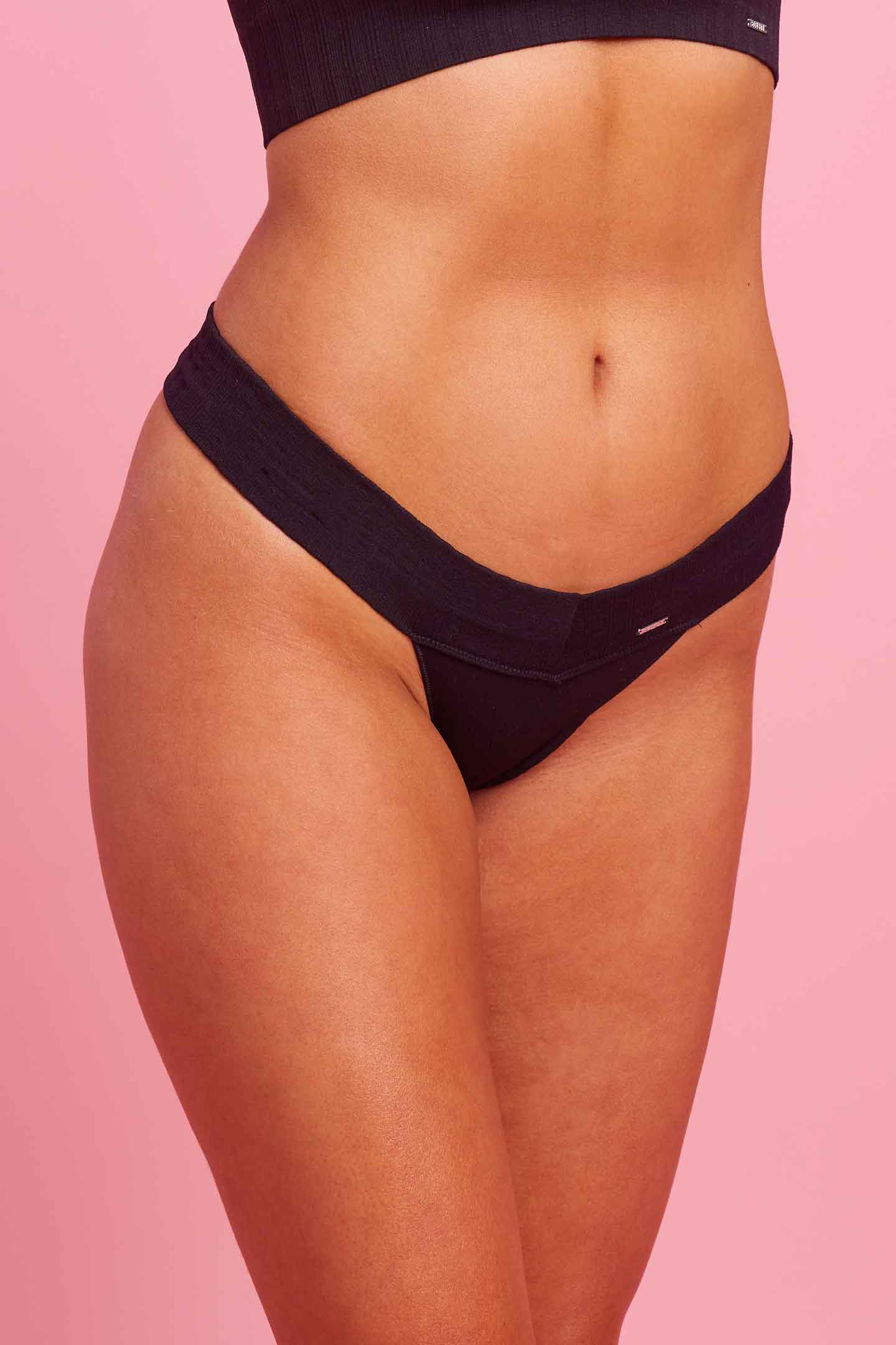 Ivy Ribbed G-String Black