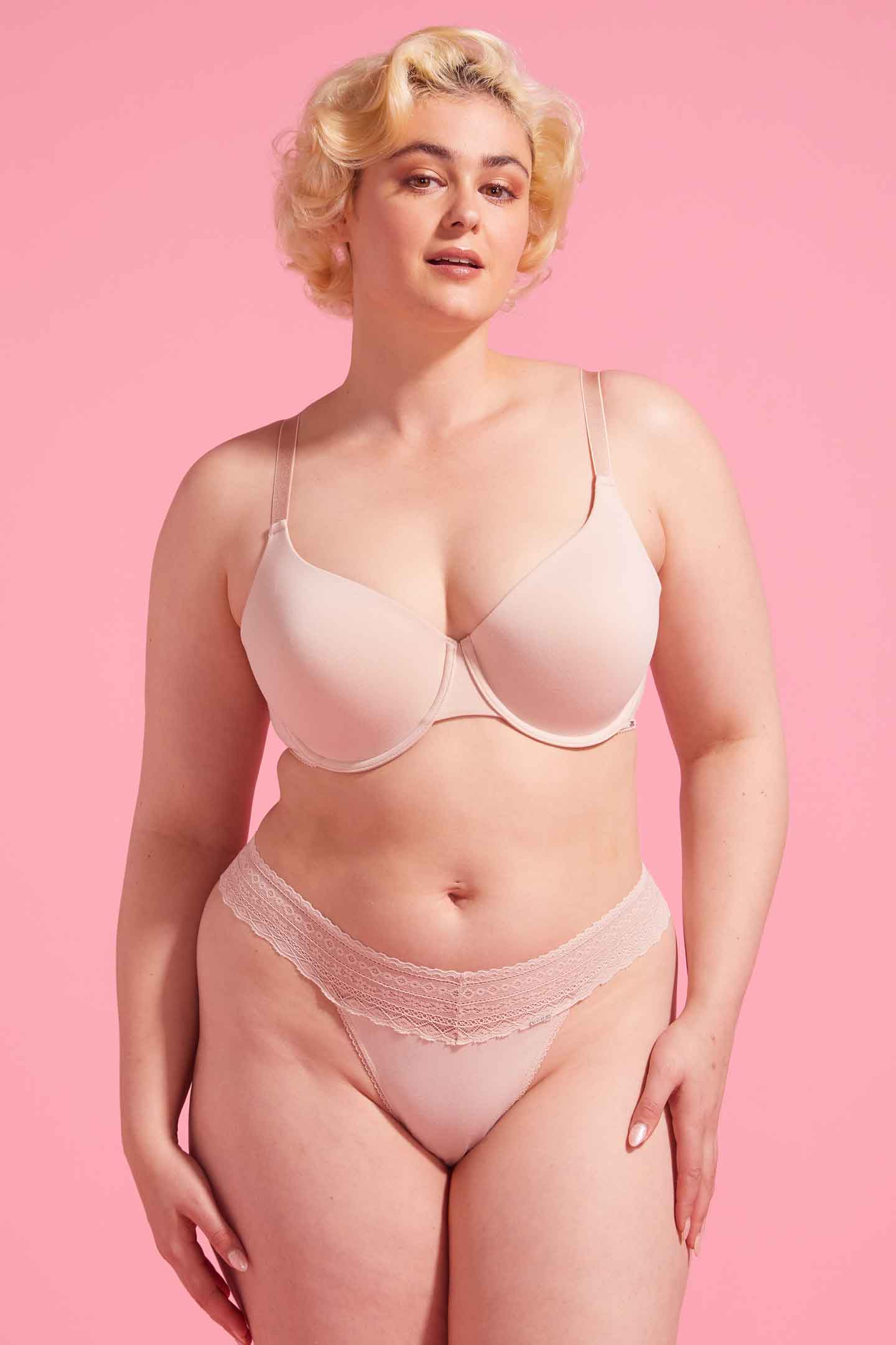 Lily Cotton Lace G-String Taupe