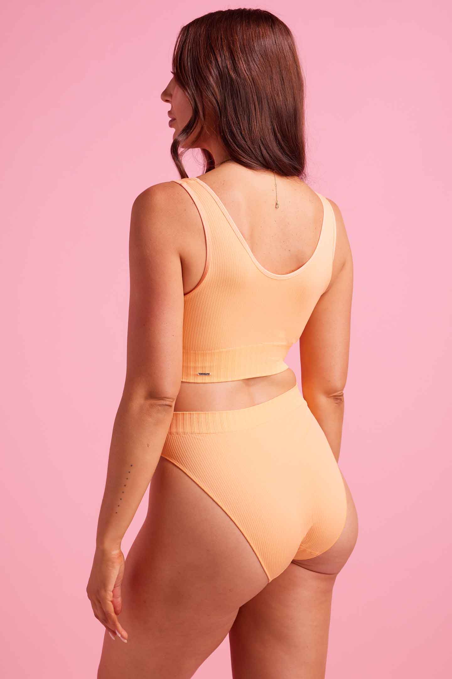 Ivy Ribbed High Waist Bikini Brief Tangerine