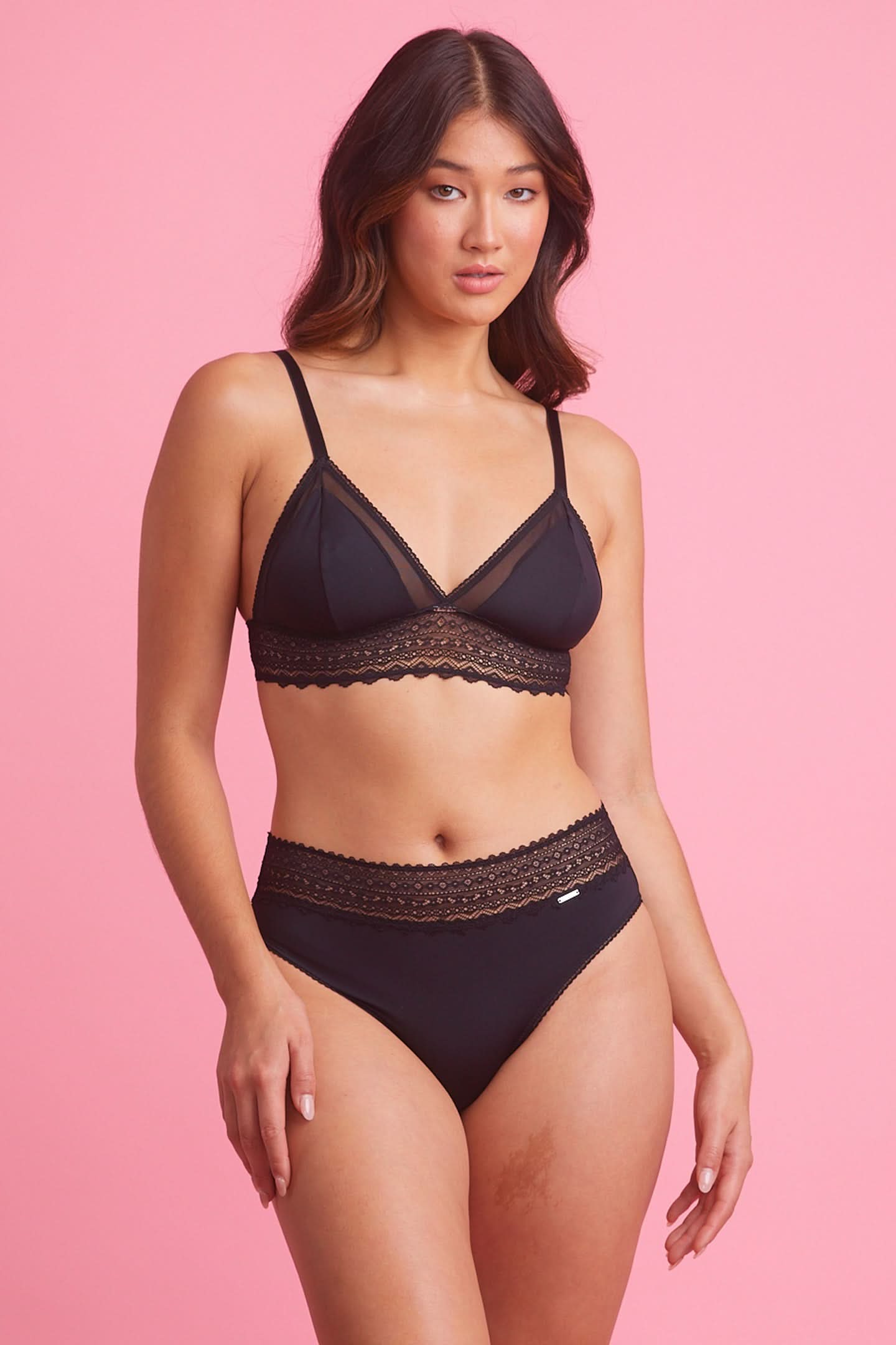 Luxe Microfiber High Waist Bikini Brief Black