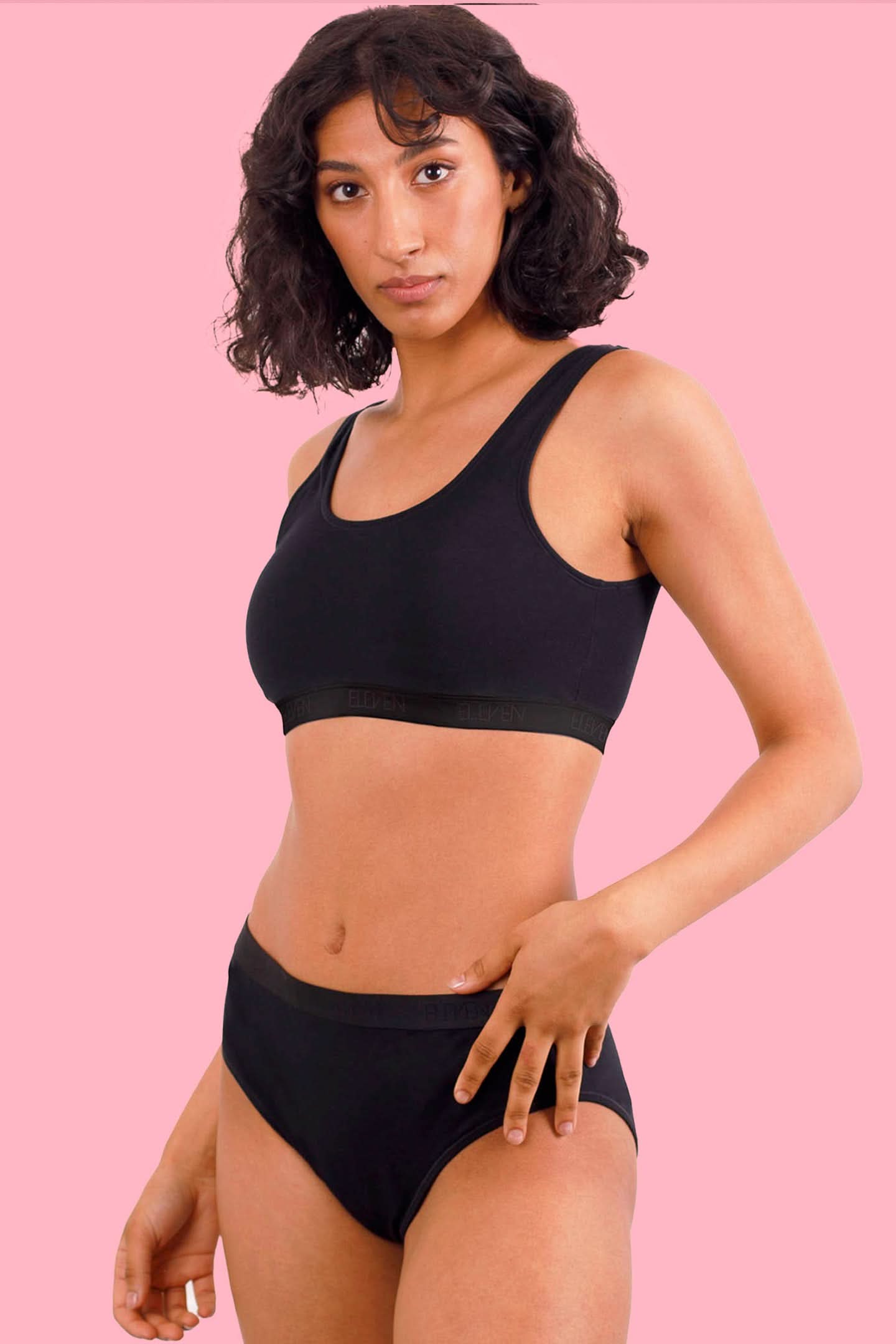 Lily Cotton High Waist Bikini Brief Black