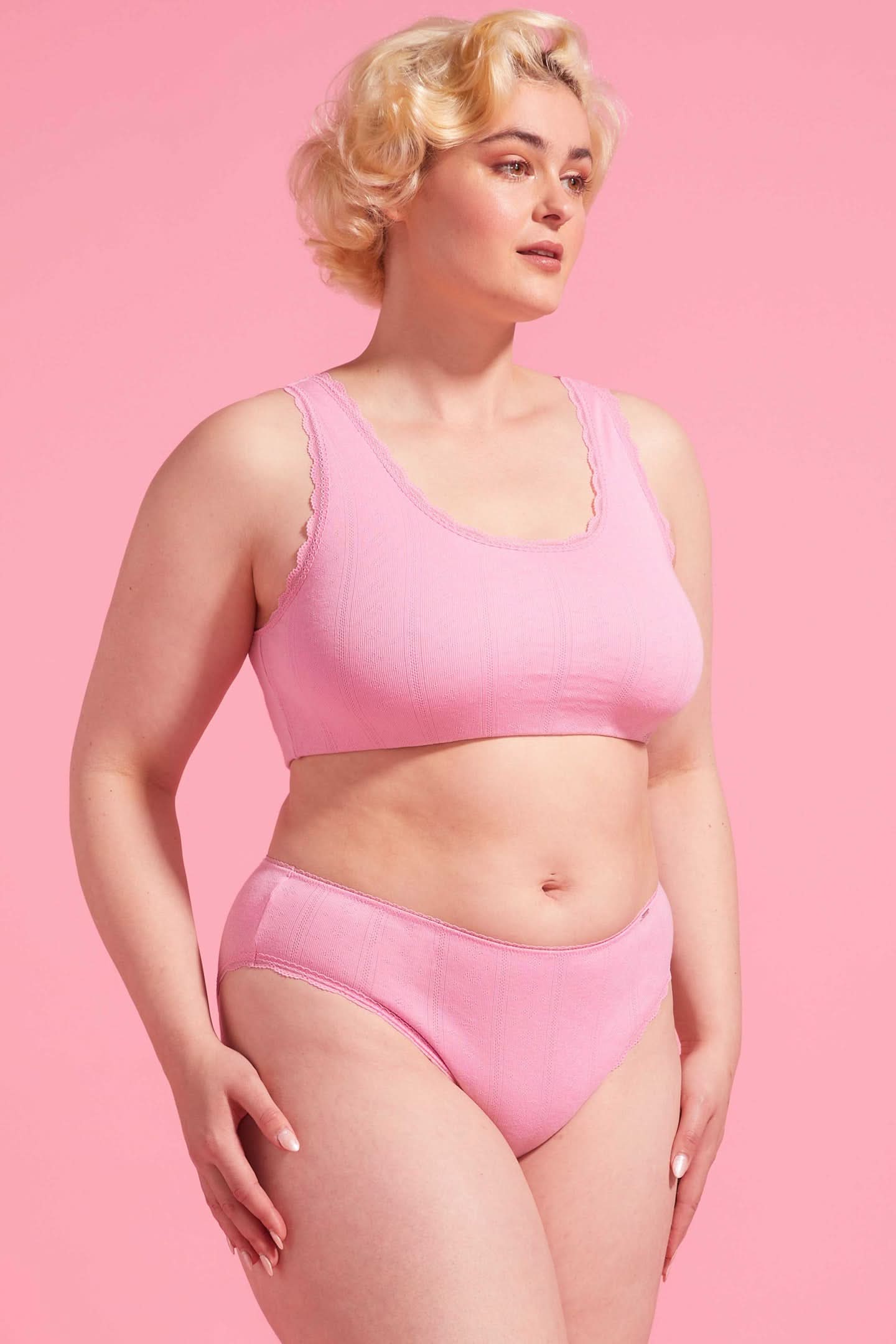 Charlotte Cotton High Waist Bikini Brief Pink