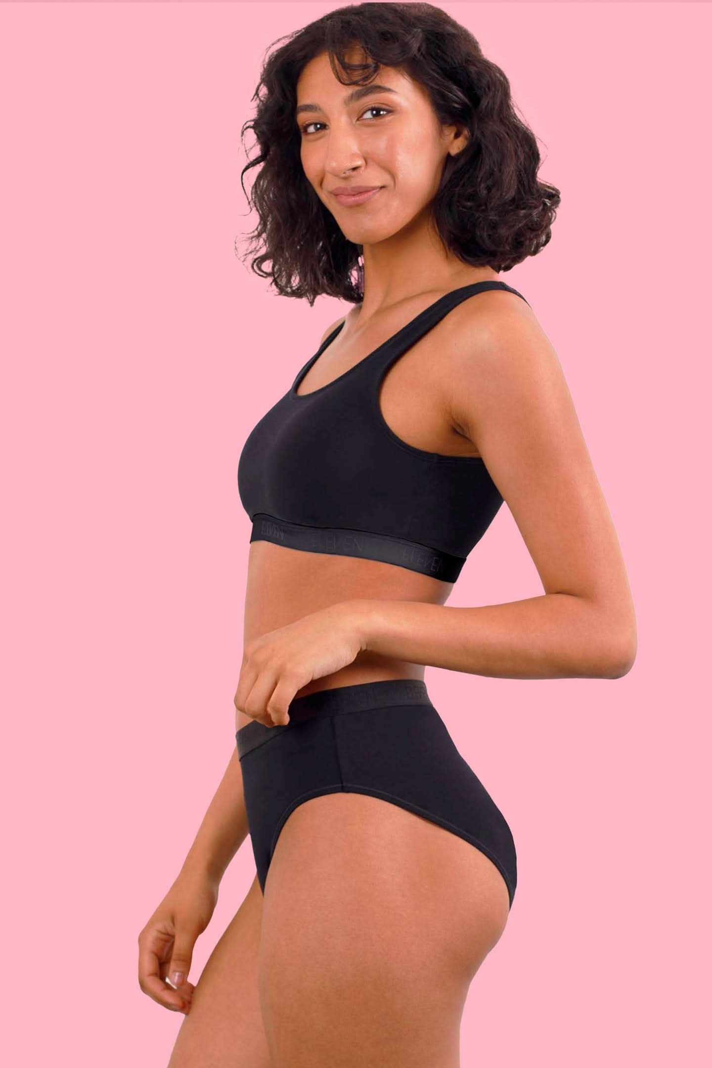 Lily Cotton High Waist Bikini Brief Black