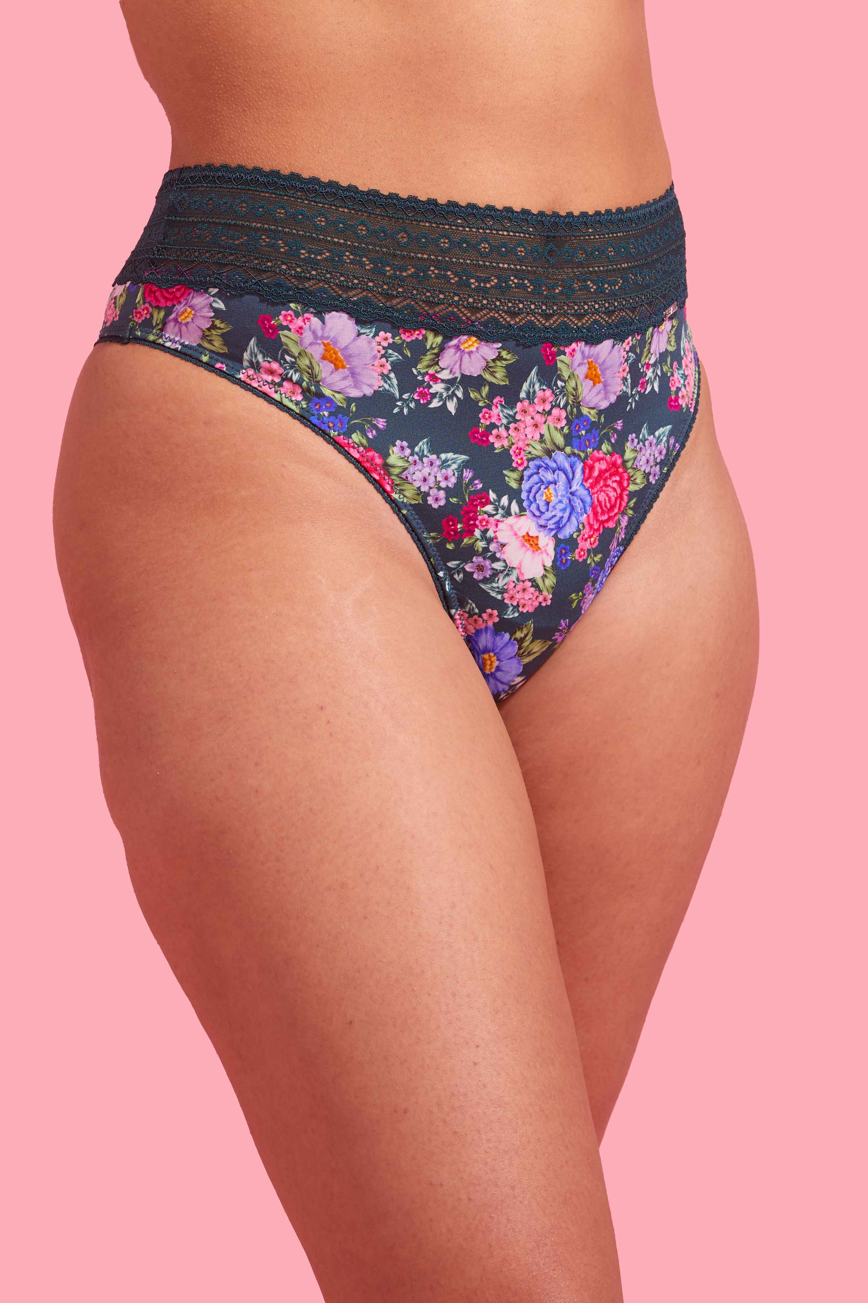 Luxe Microfiber High Waist G-String Floral