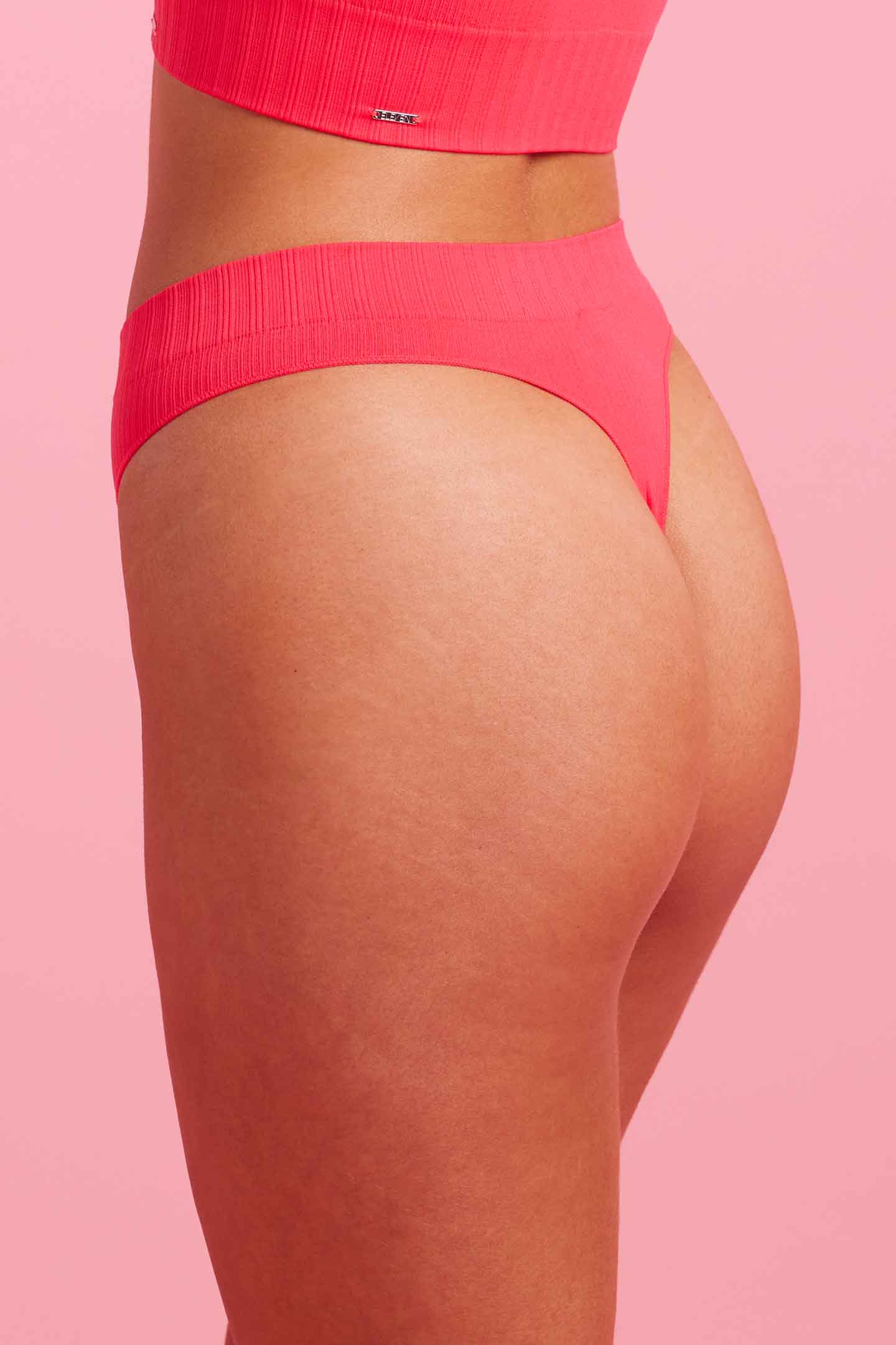 Ivy Ribbed High Waist G-String Coral