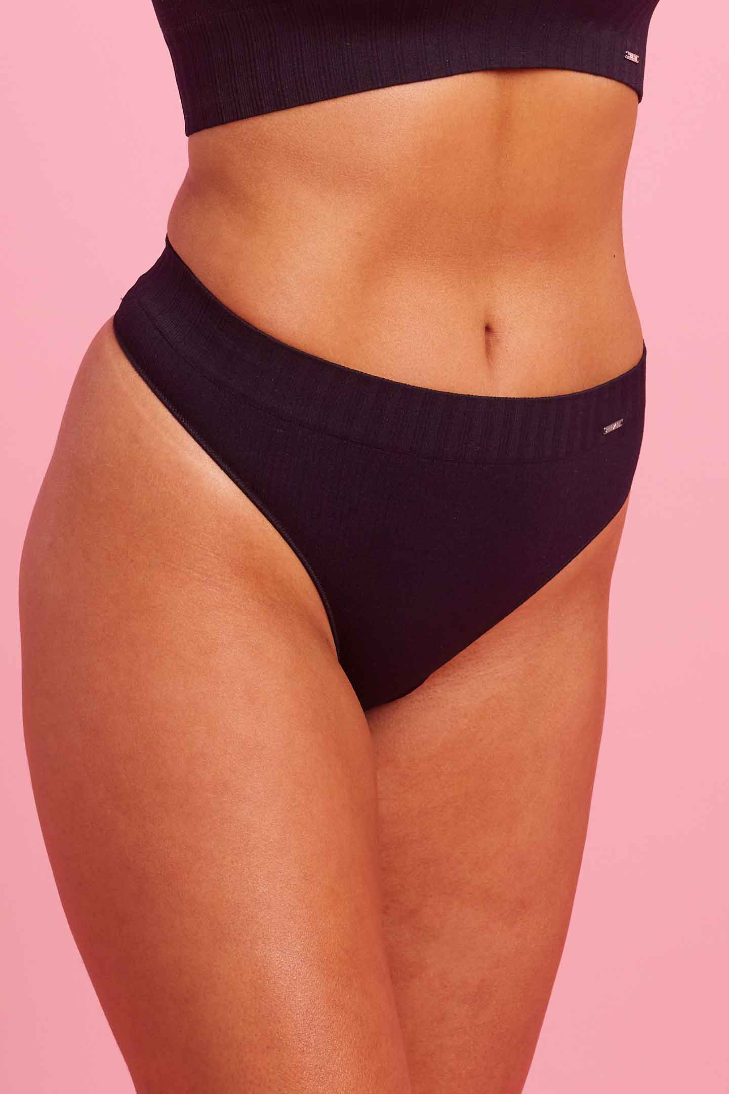 Ivy Ribbed High Waist G-String Black