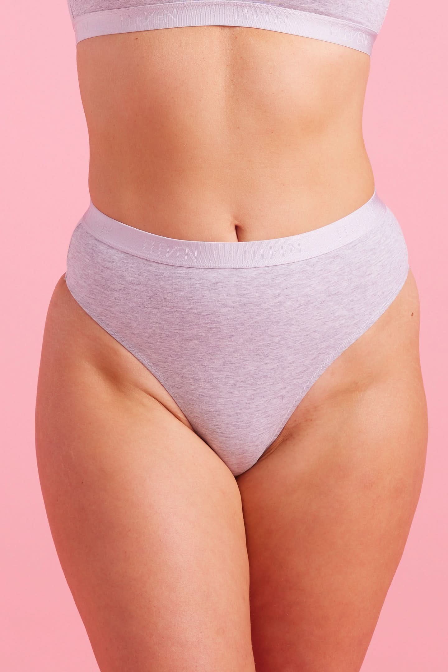 Lily Cotton High Waist G-String Grey
