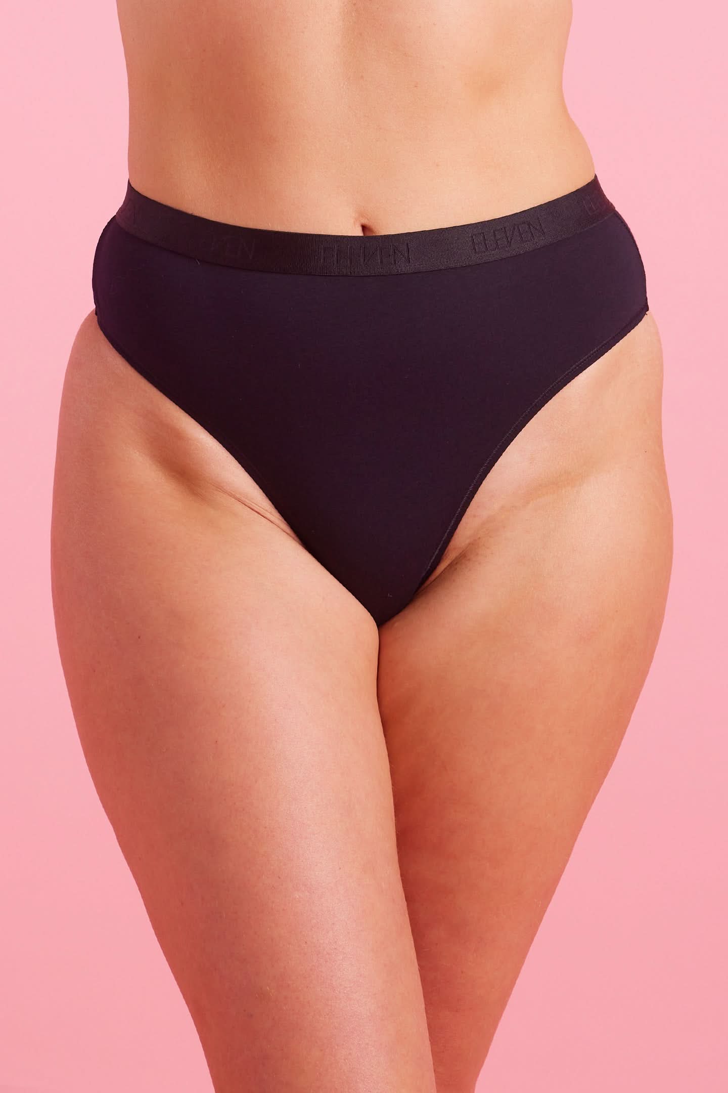 Lily Cotton High Waist G-String Black