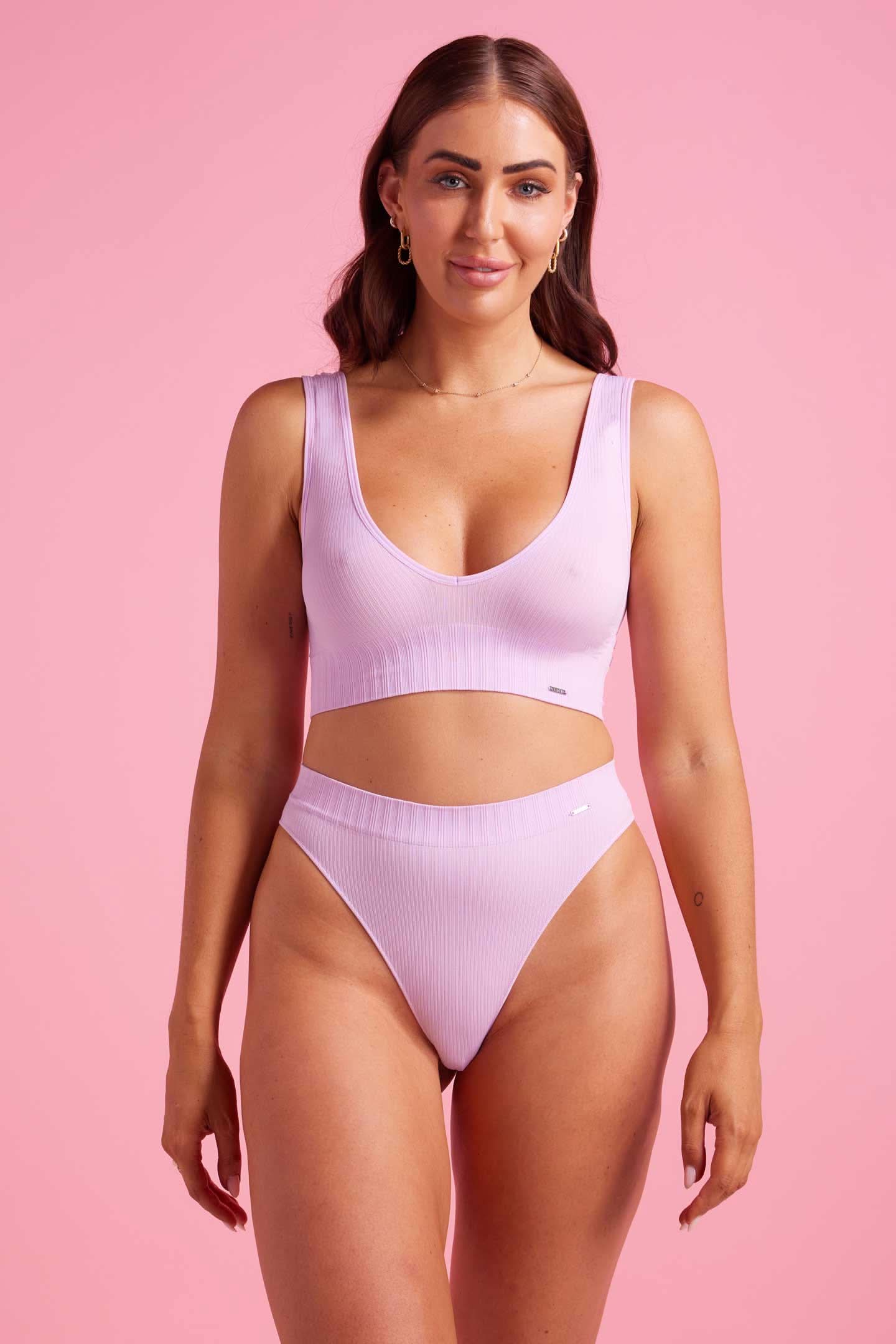 Ivy Ribbed High Waist G-String Orchid
