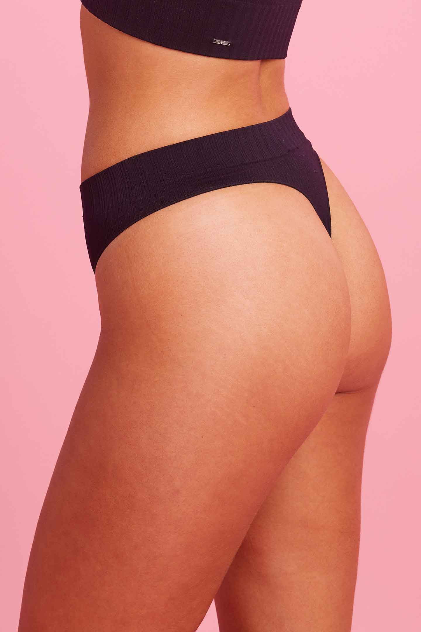 Ivy Ribbed High Waist G-String Black