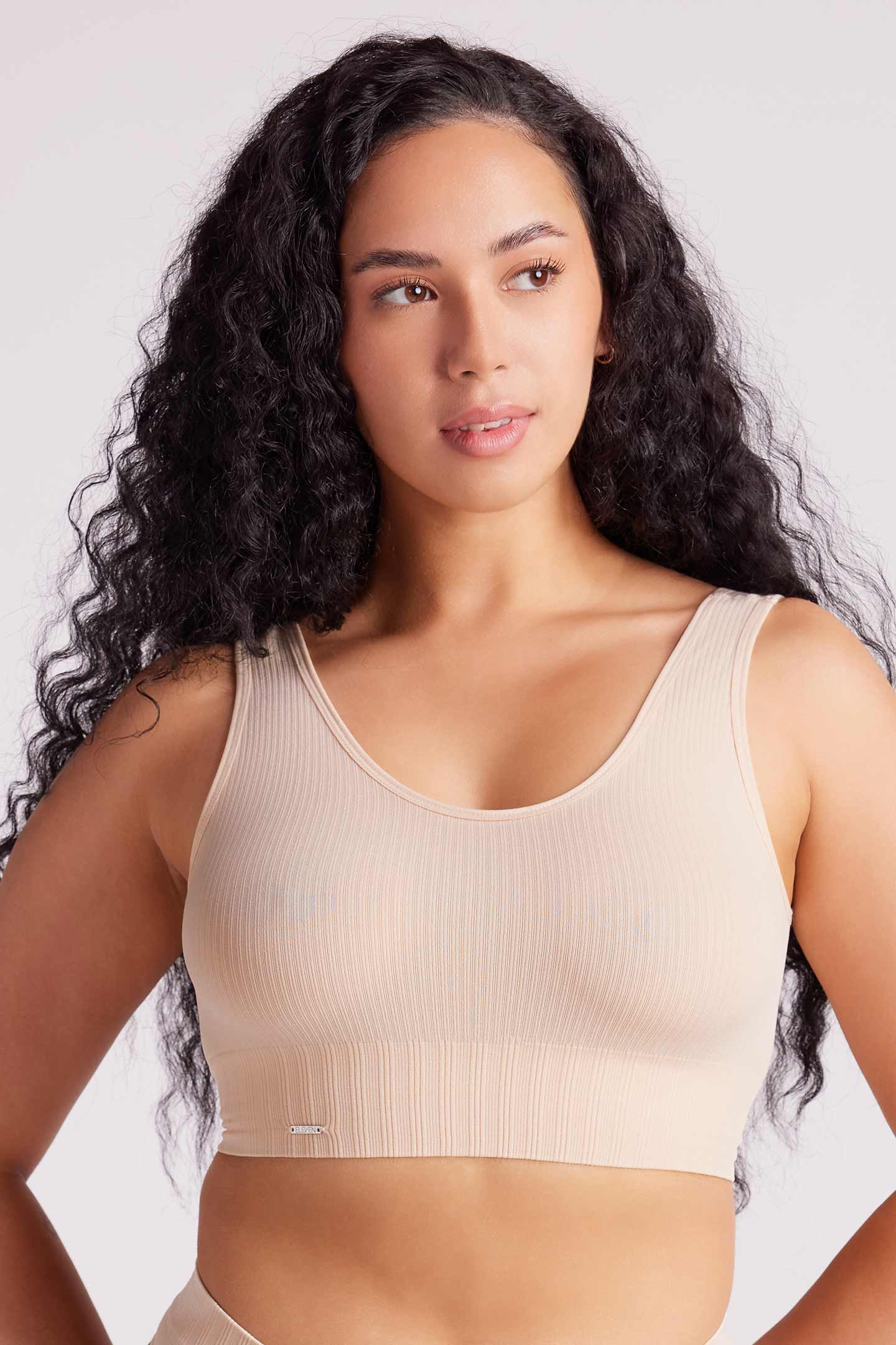 Ivy Ribbed Reversible Crop Top Taupe