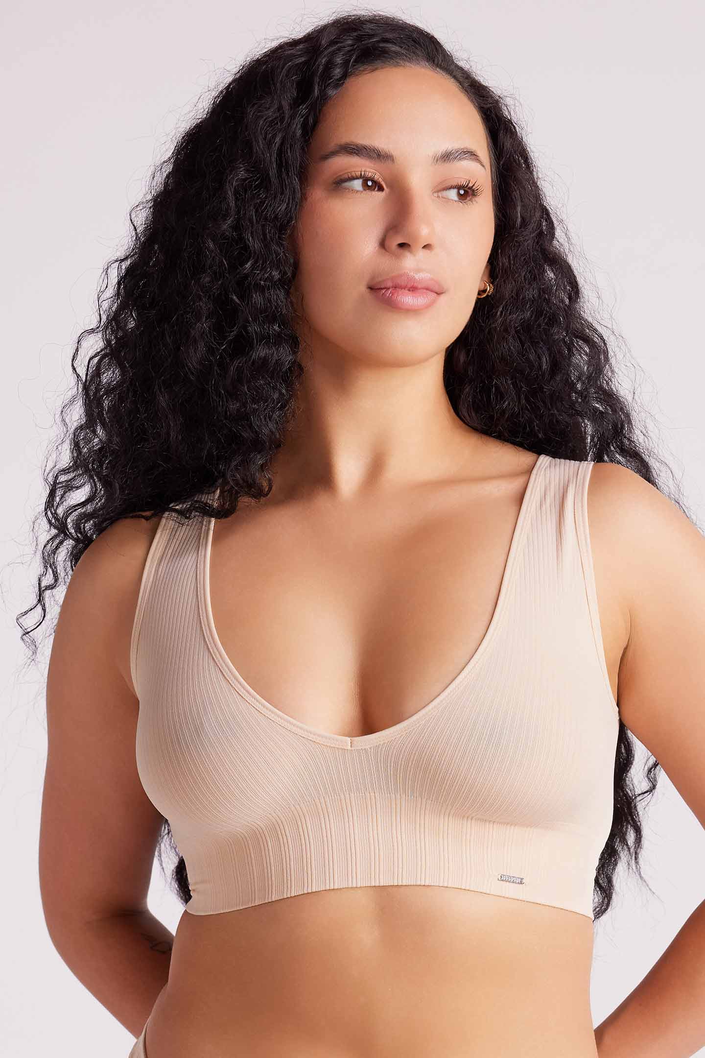 Ivy Ribbed Reversible Crop Top Taupe