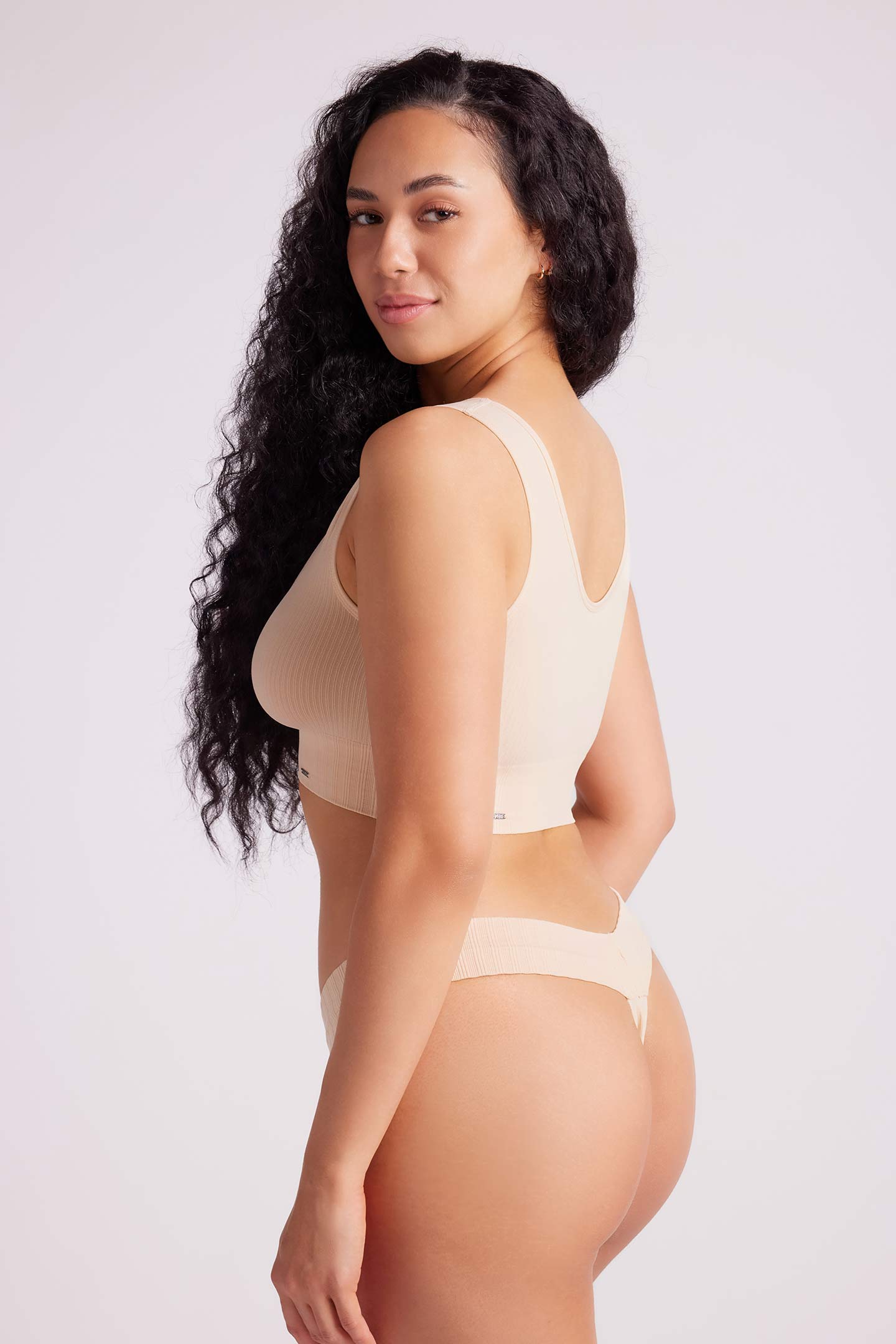 Ivy Ribbed G-String Taupe