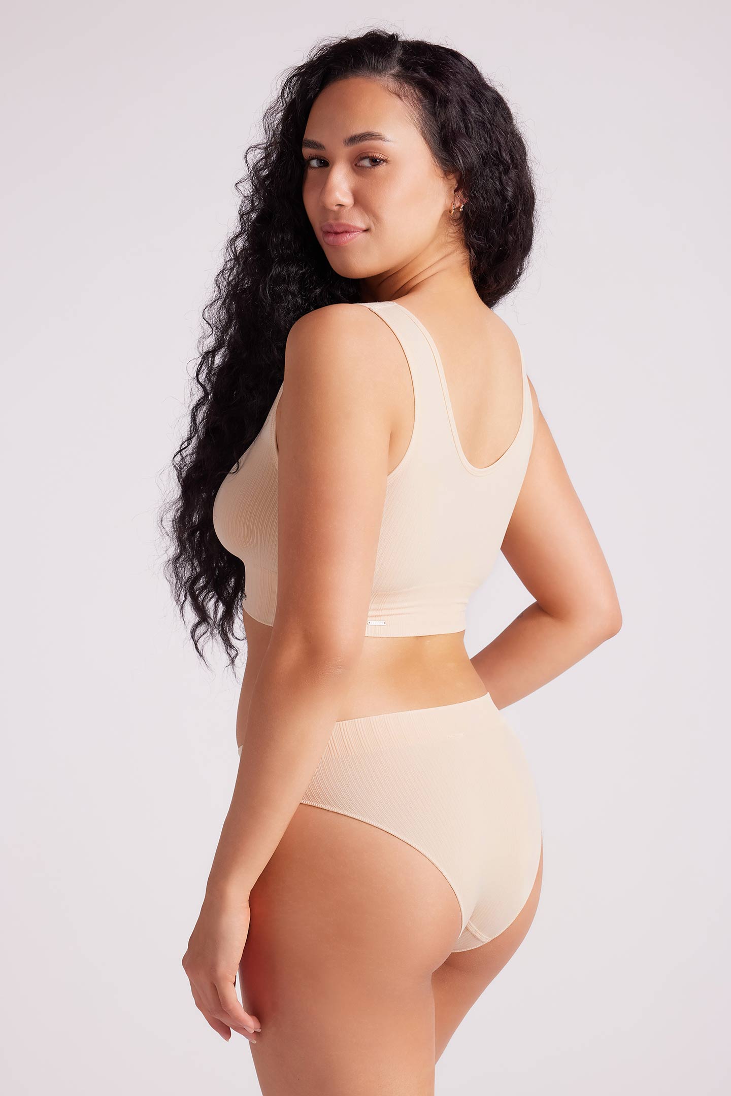 Ivy Ribbed Reversible Crop Top Taupe