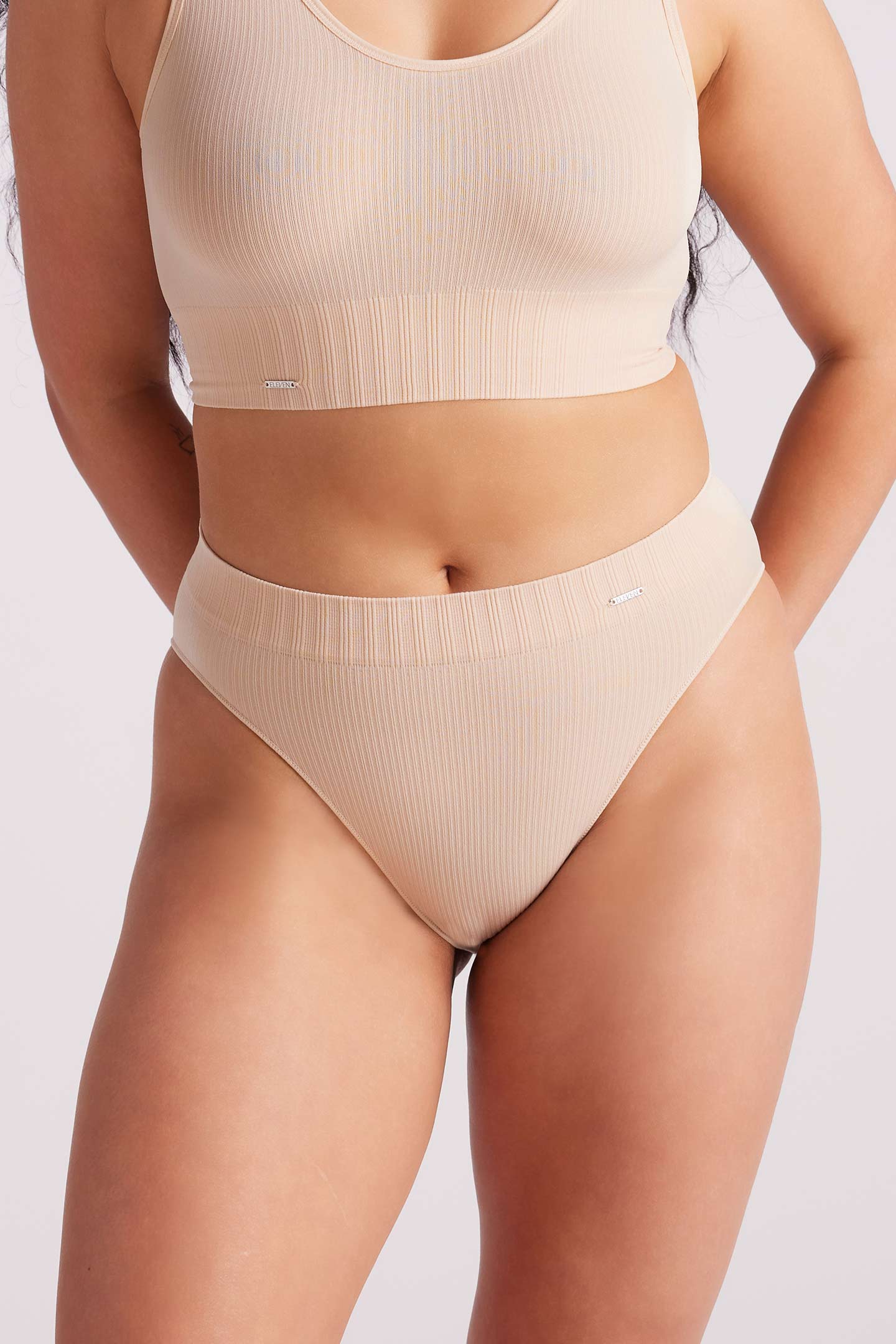 Ivy Ribbed High Waist Bikini Brief Taupe