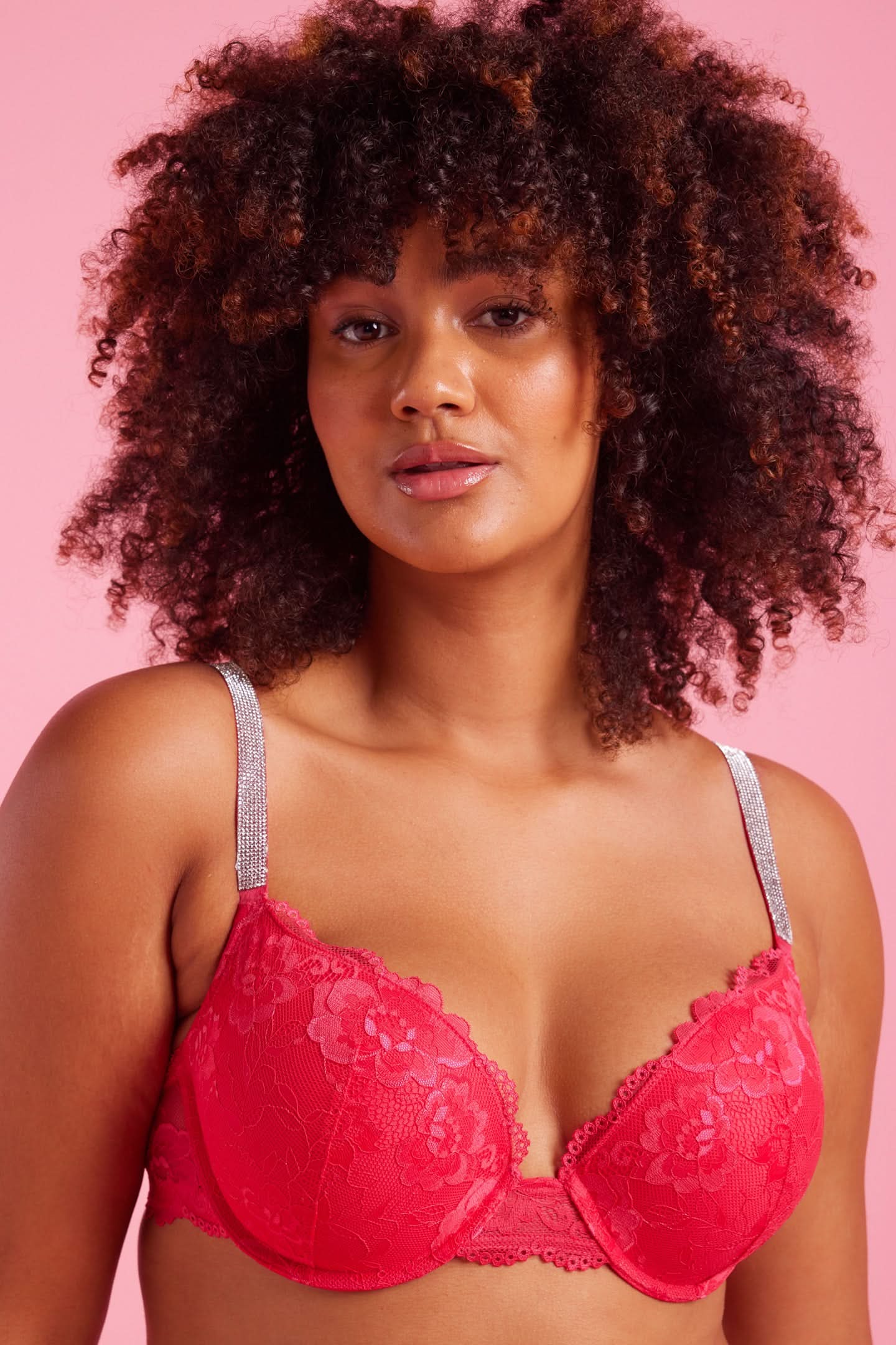 Vixen Lace Push-Up Bra Pink