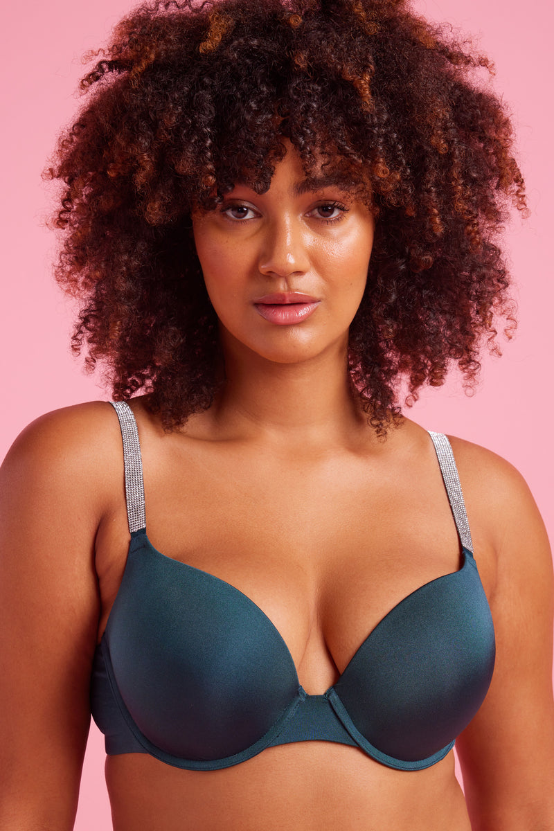 Emerald Lady push up bra emerald green