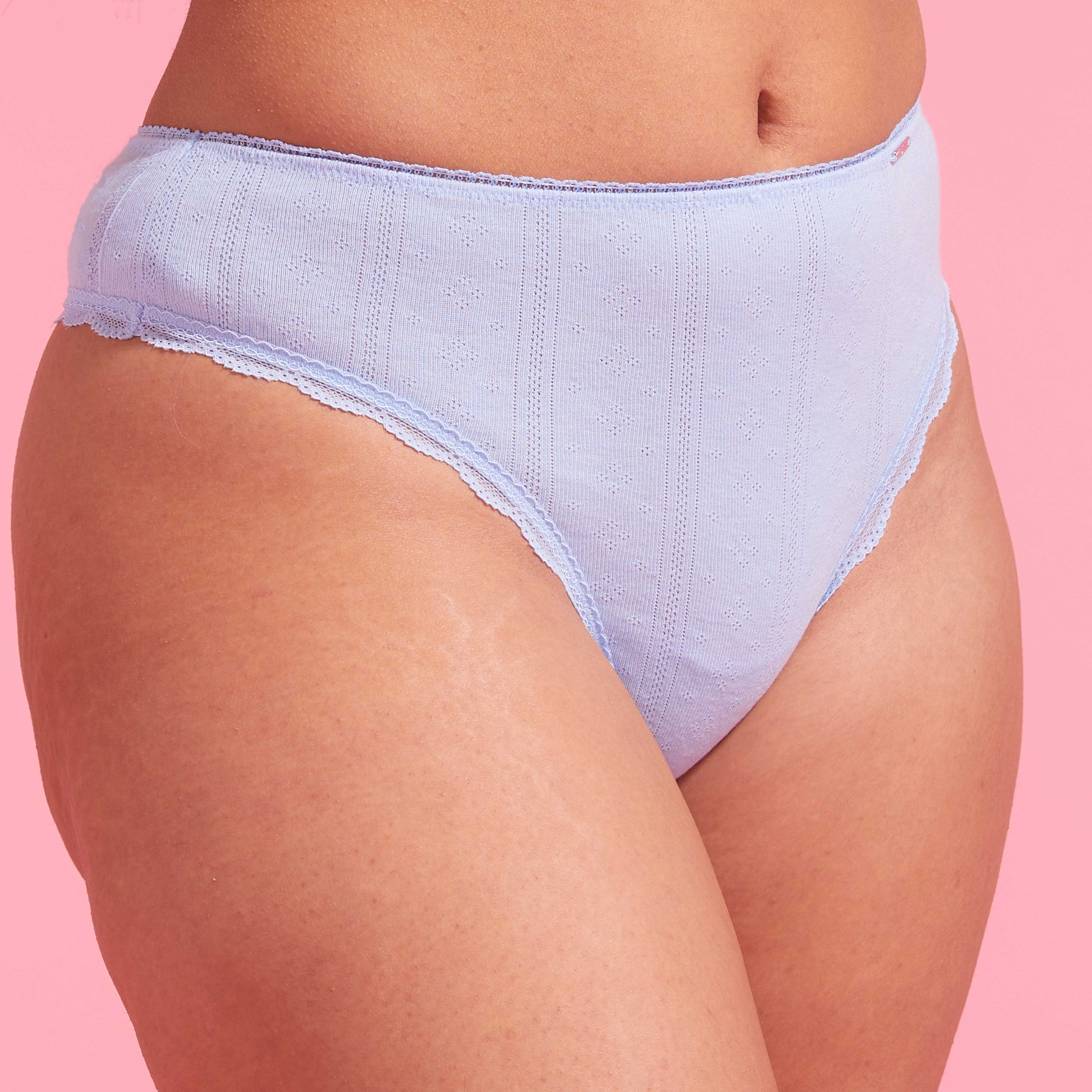 Charlotte Cotton High Waist G-String Blue