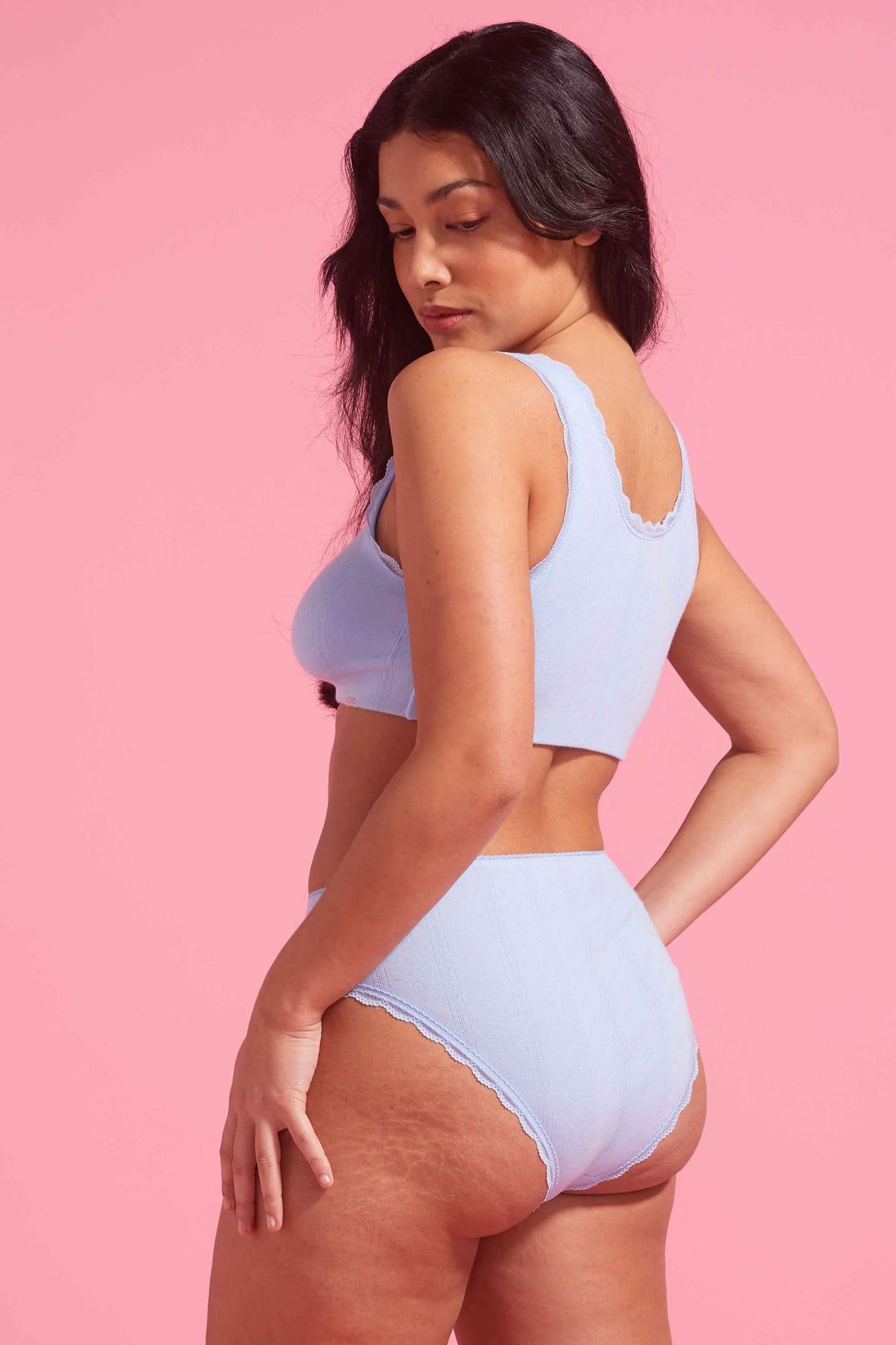 Charlotte Cotton High Waist Bikini Brief Blue