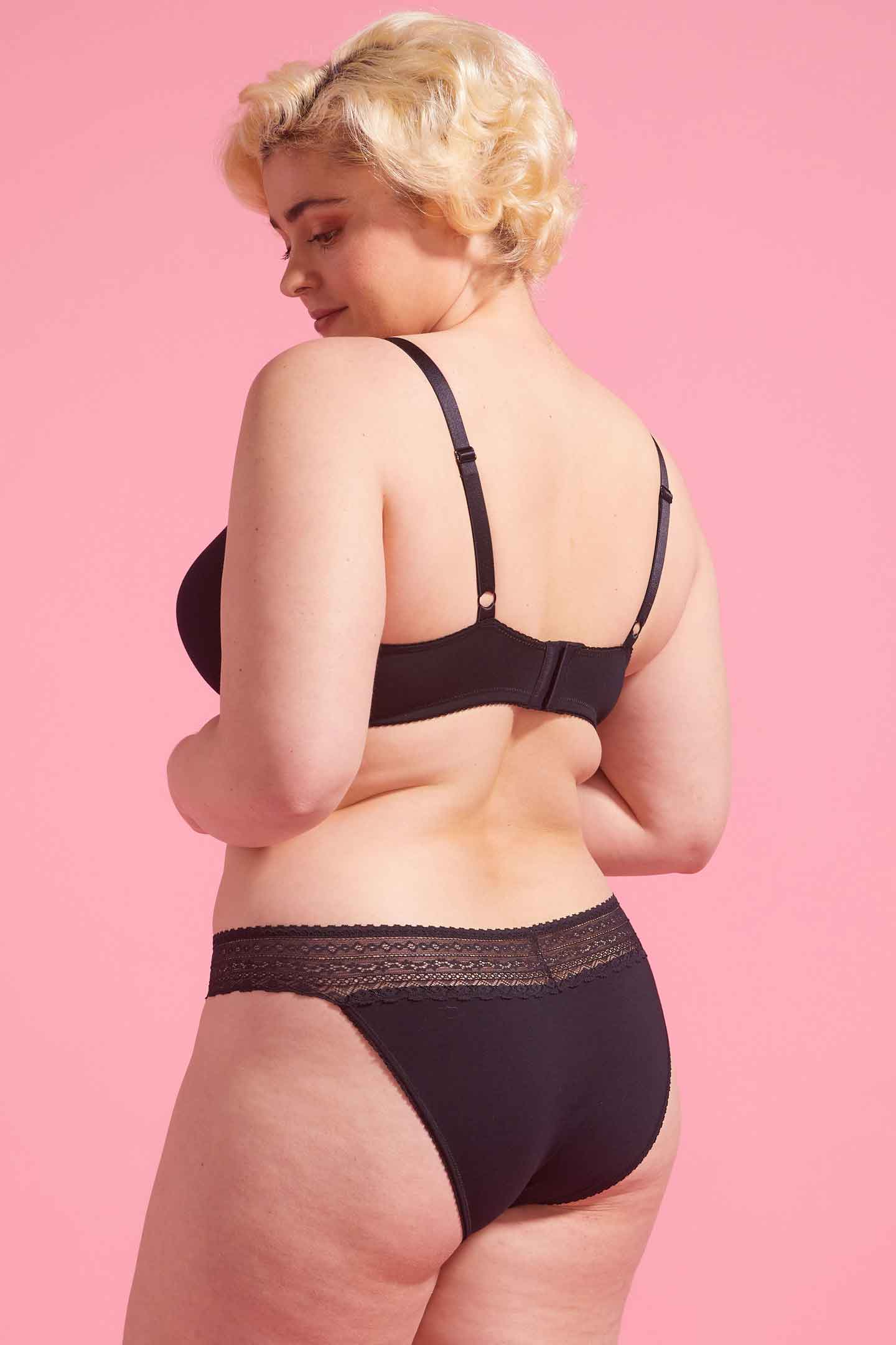 Lily Cotton Lace Bikini Brief Black