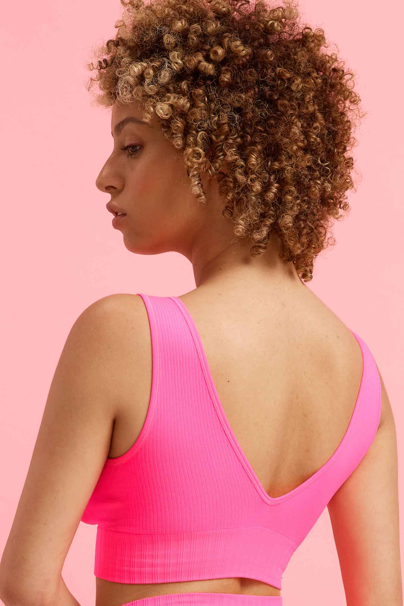 Ivy Ribbed Reversible Crop Top Pink