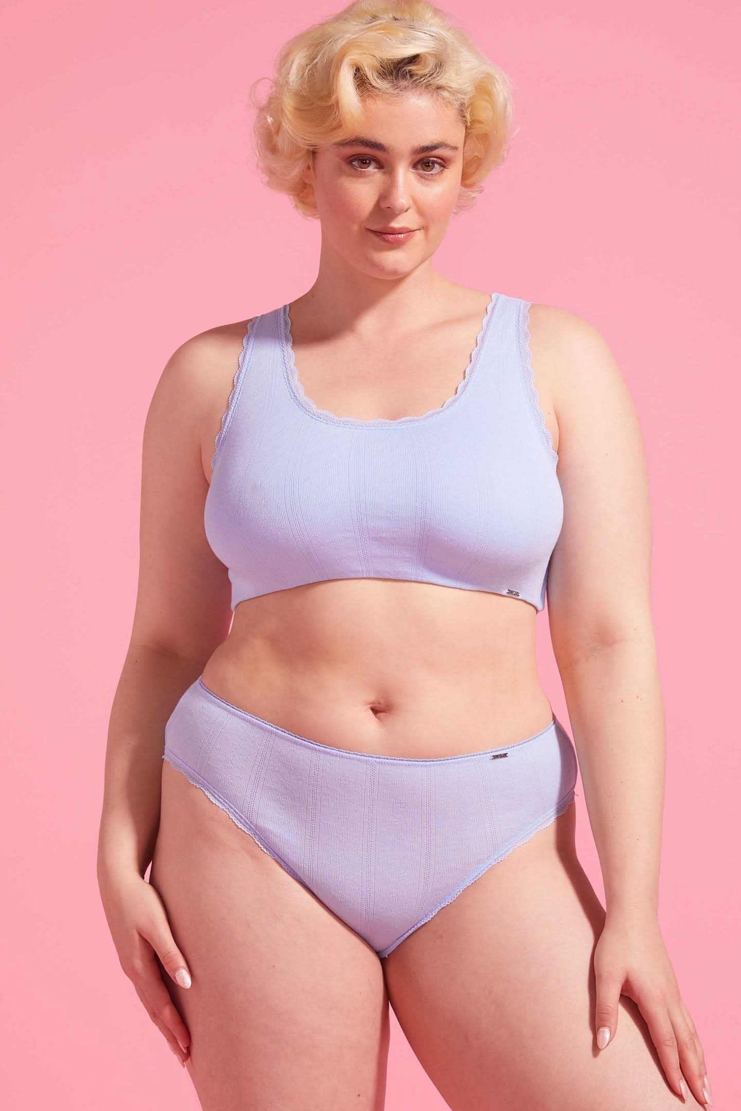 Charlotte Cotton High Waist Bikini Brief Blue