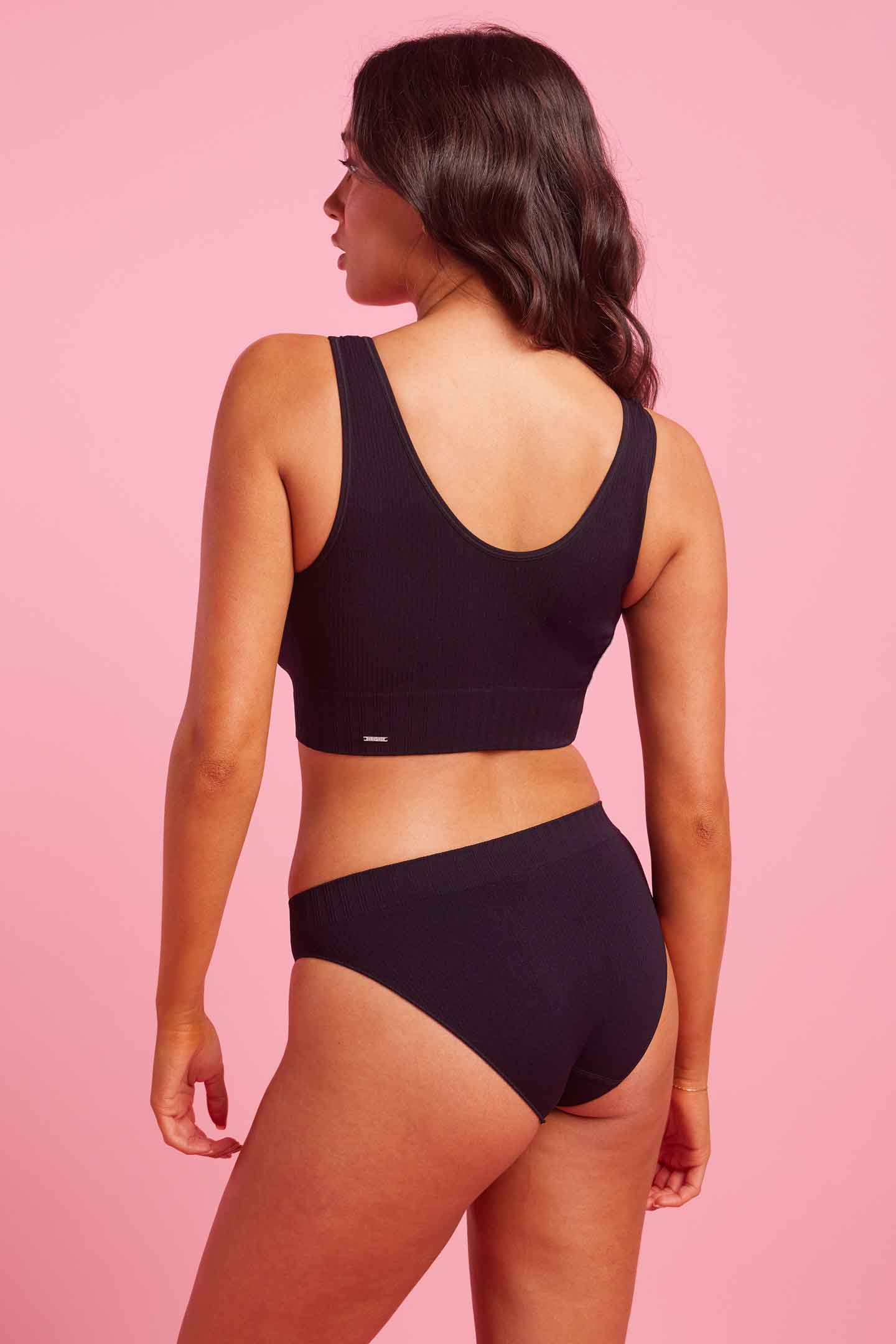 Ivy Ribbed Bikini Brief Black